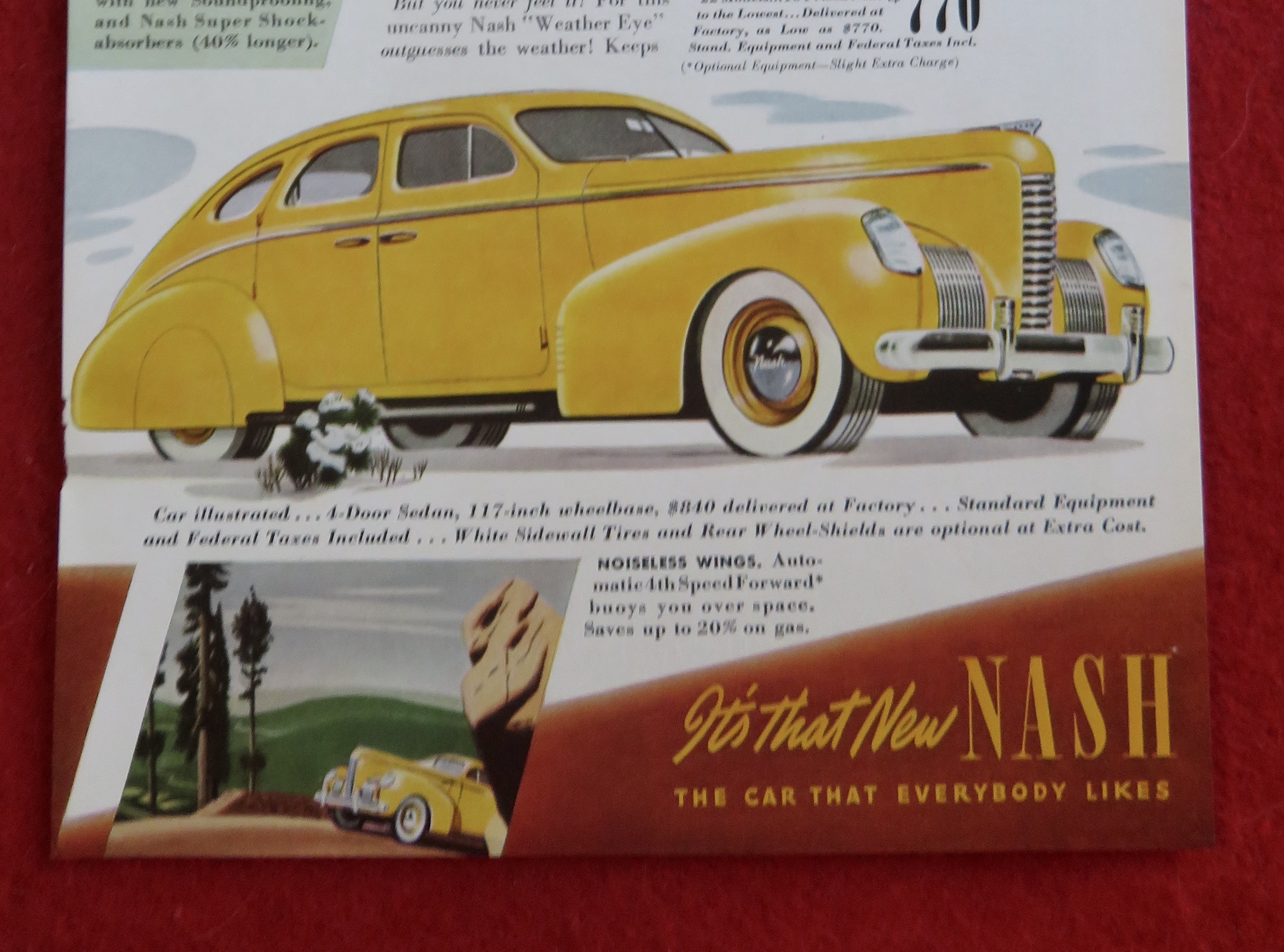 1939 Nash Automobile with a Bright Yellow Nash