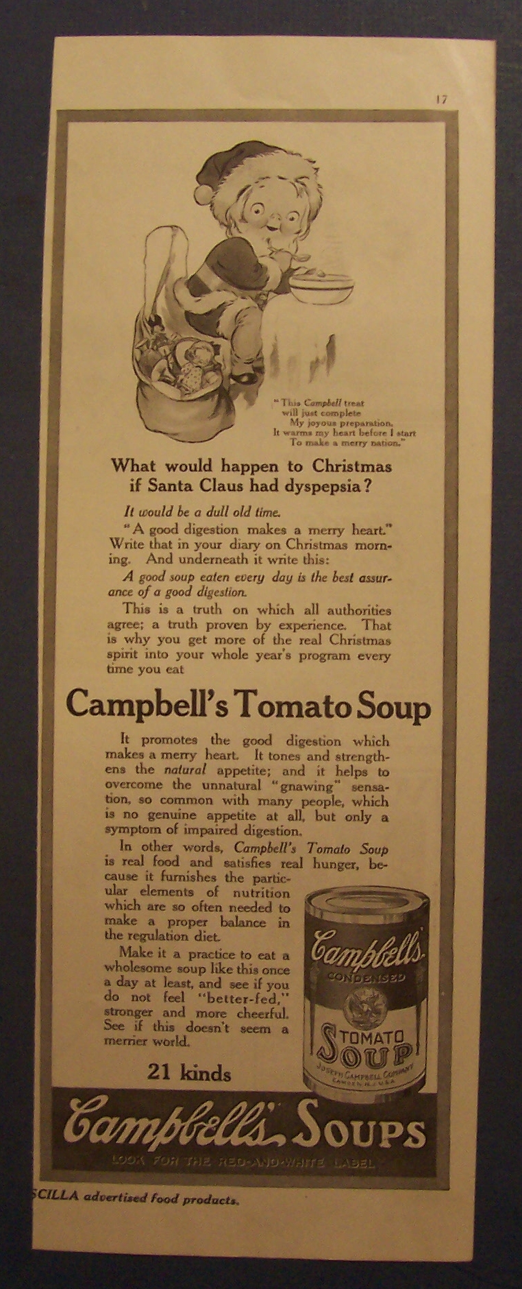 1916 Campbell Tomato Soup with Campbell Kid Eating