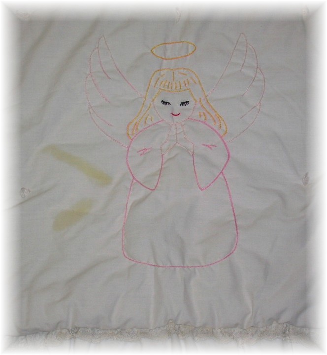 Baby Quilt Hand Embroidered Prayer & Angels