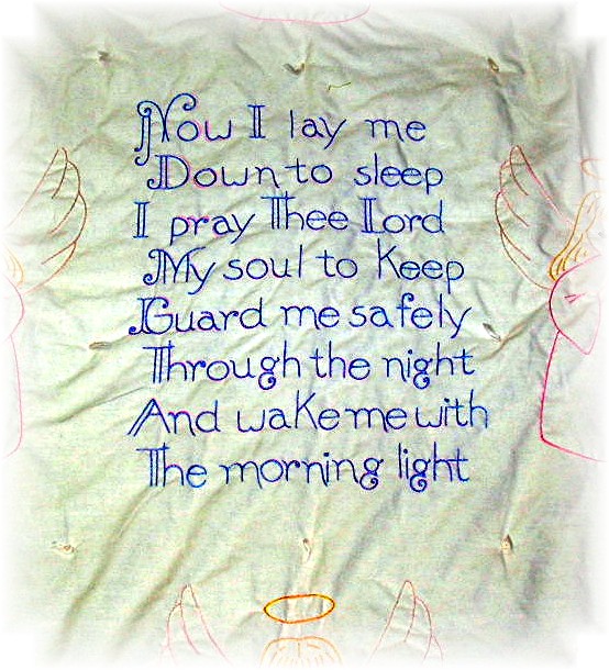 Baby Quilt Hand Embroidered Prayer & Angels