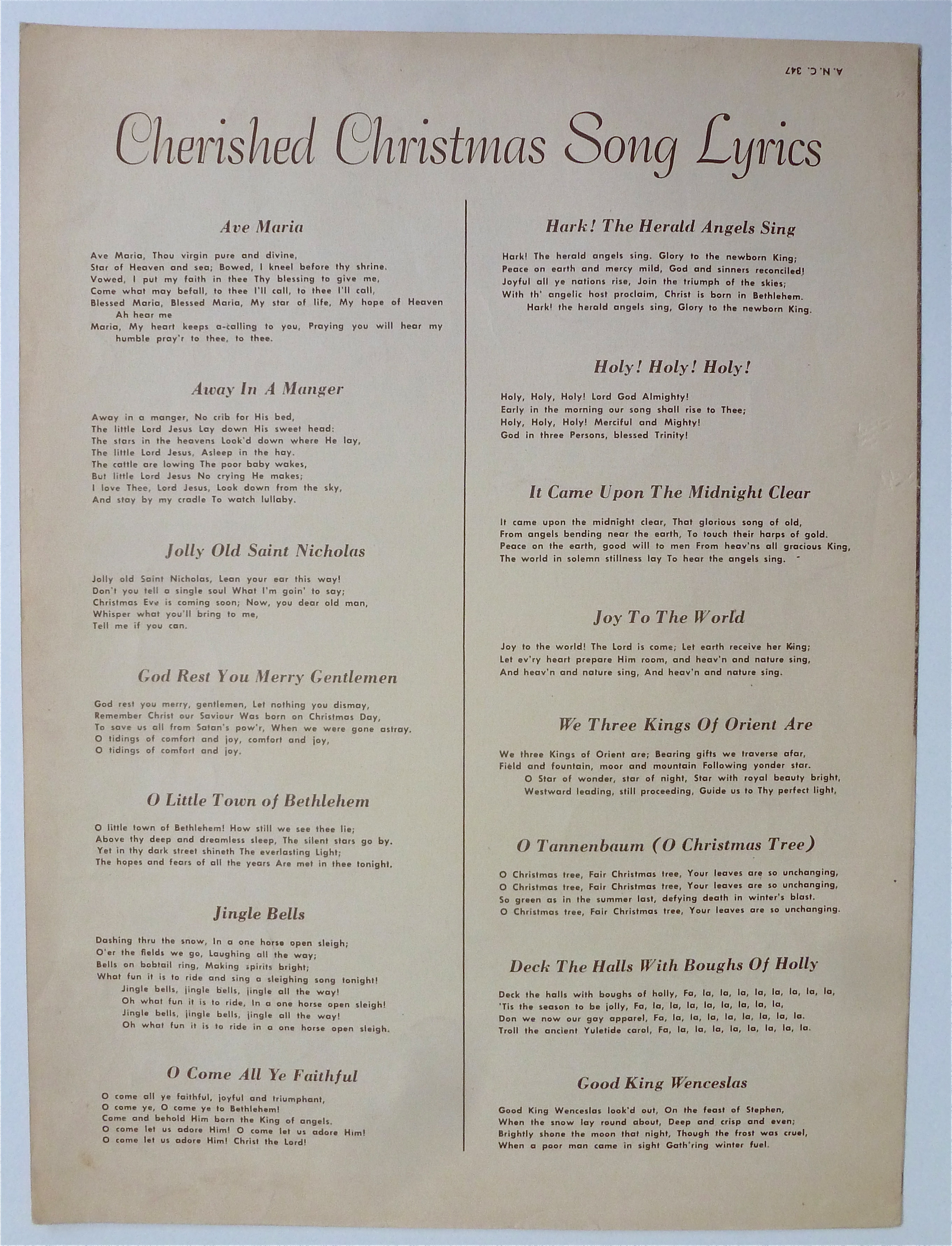 Sheet Music For 1950's Jingle Bells