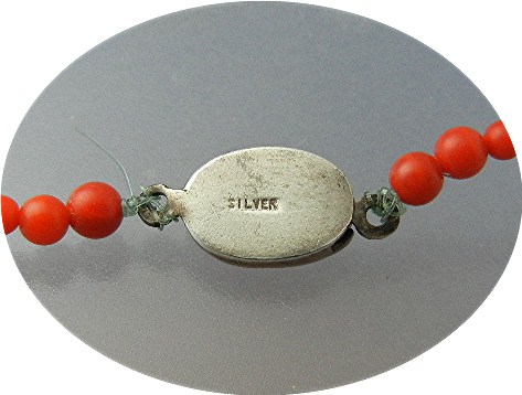 Necklace Coral Beads Sterling Silver Clasp