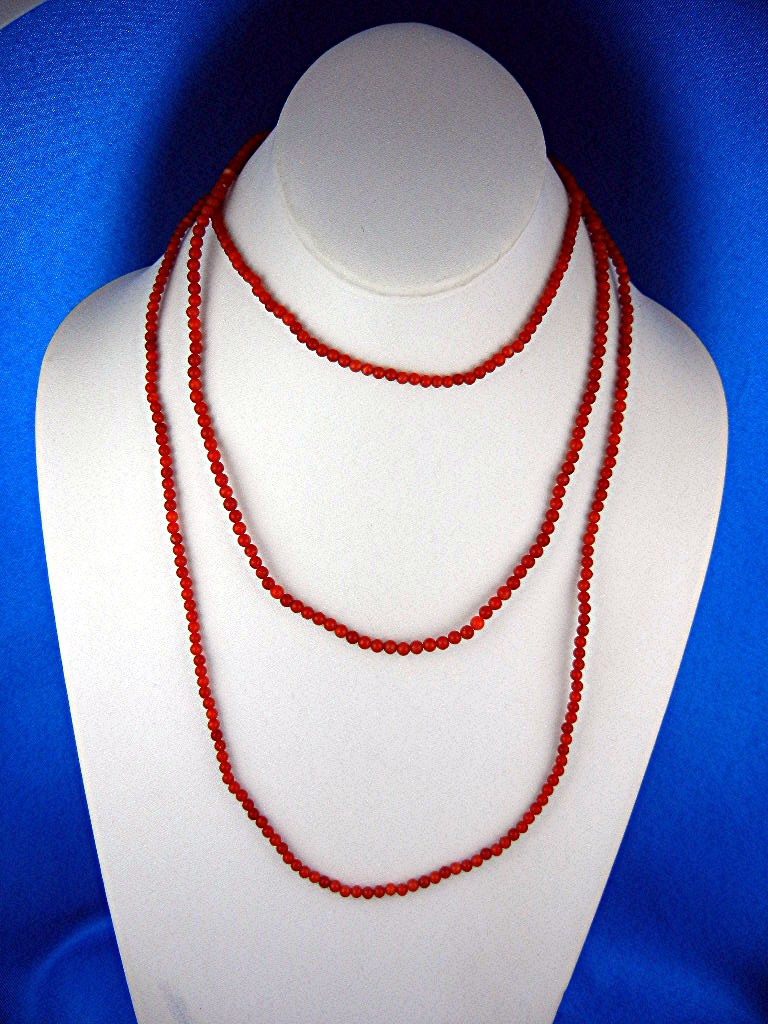Necklace Coral Beads Sterling Silver Clasp