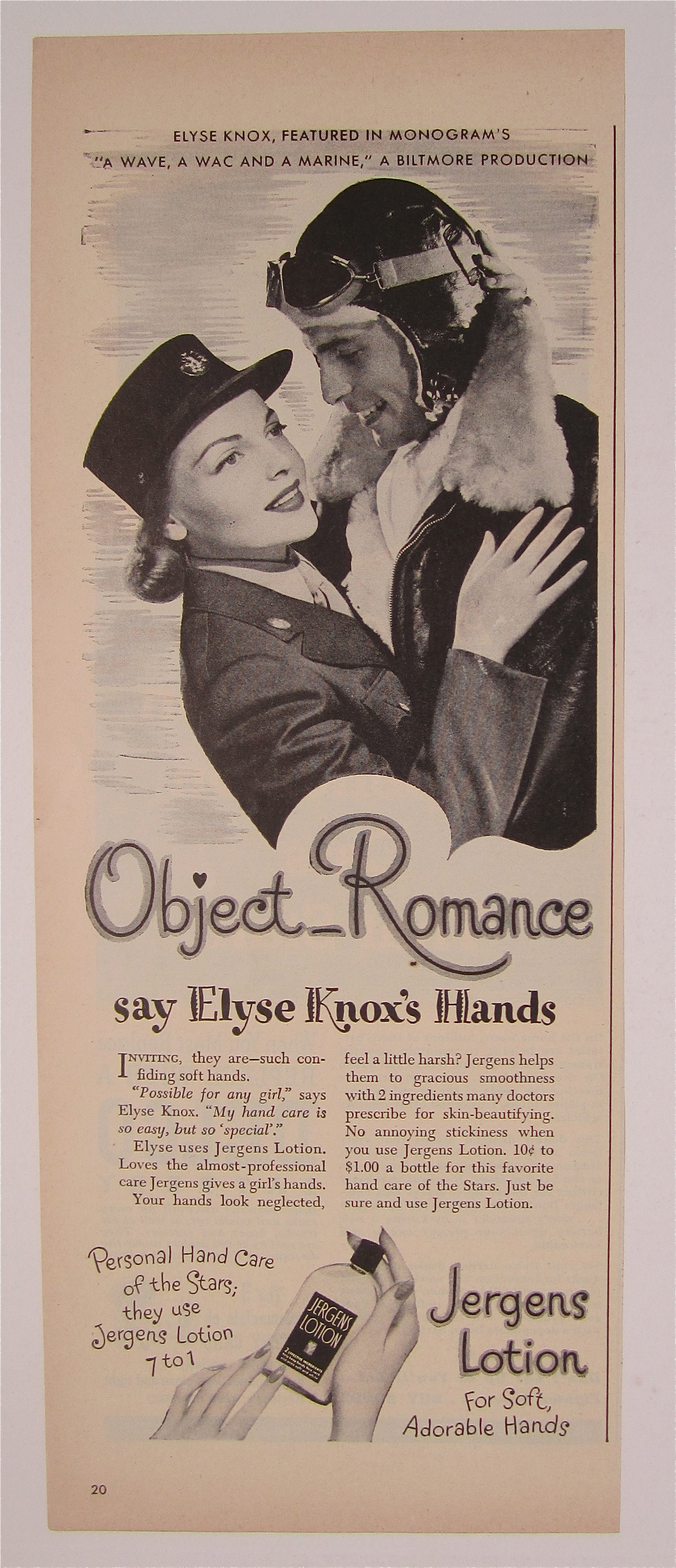 1944 Jergens Lotion with Elyse Knox