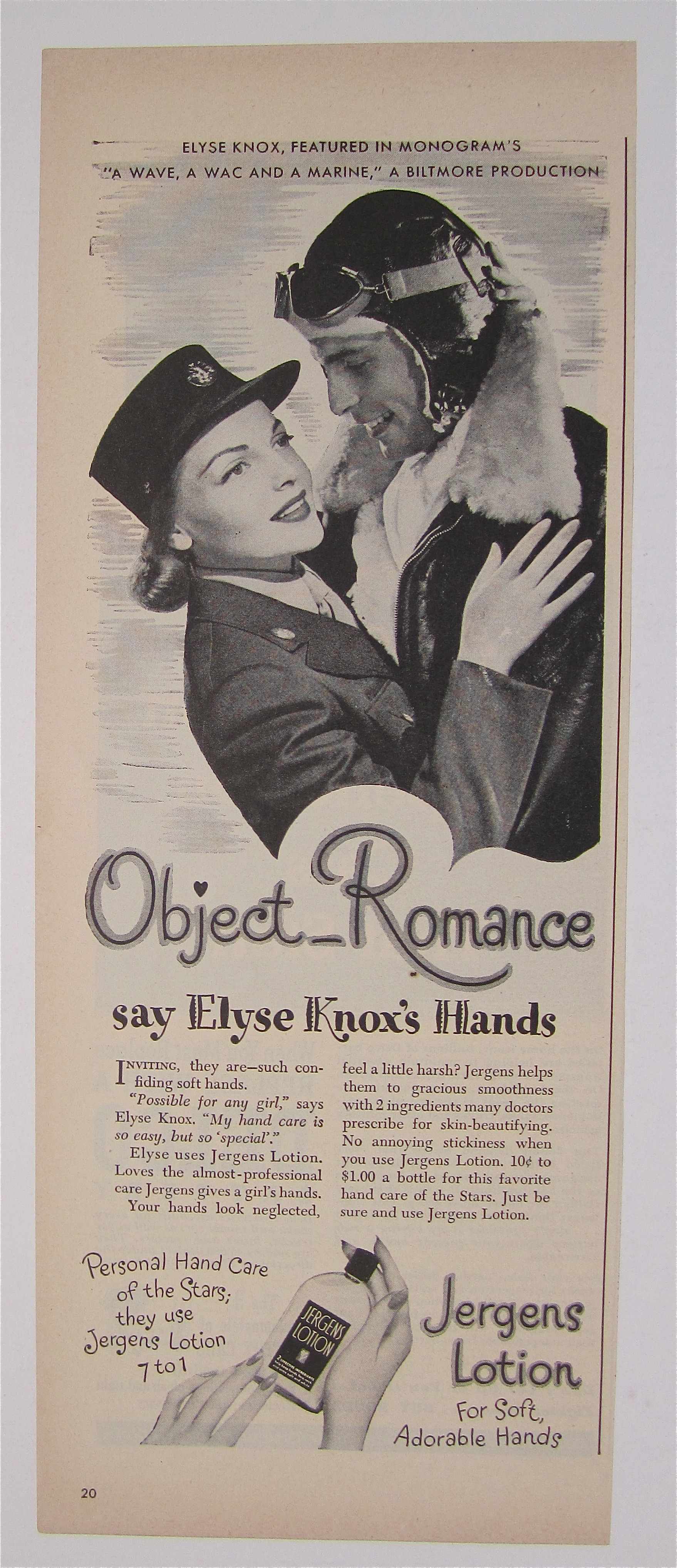 1944 Jergens Lotion with Elyse Knox