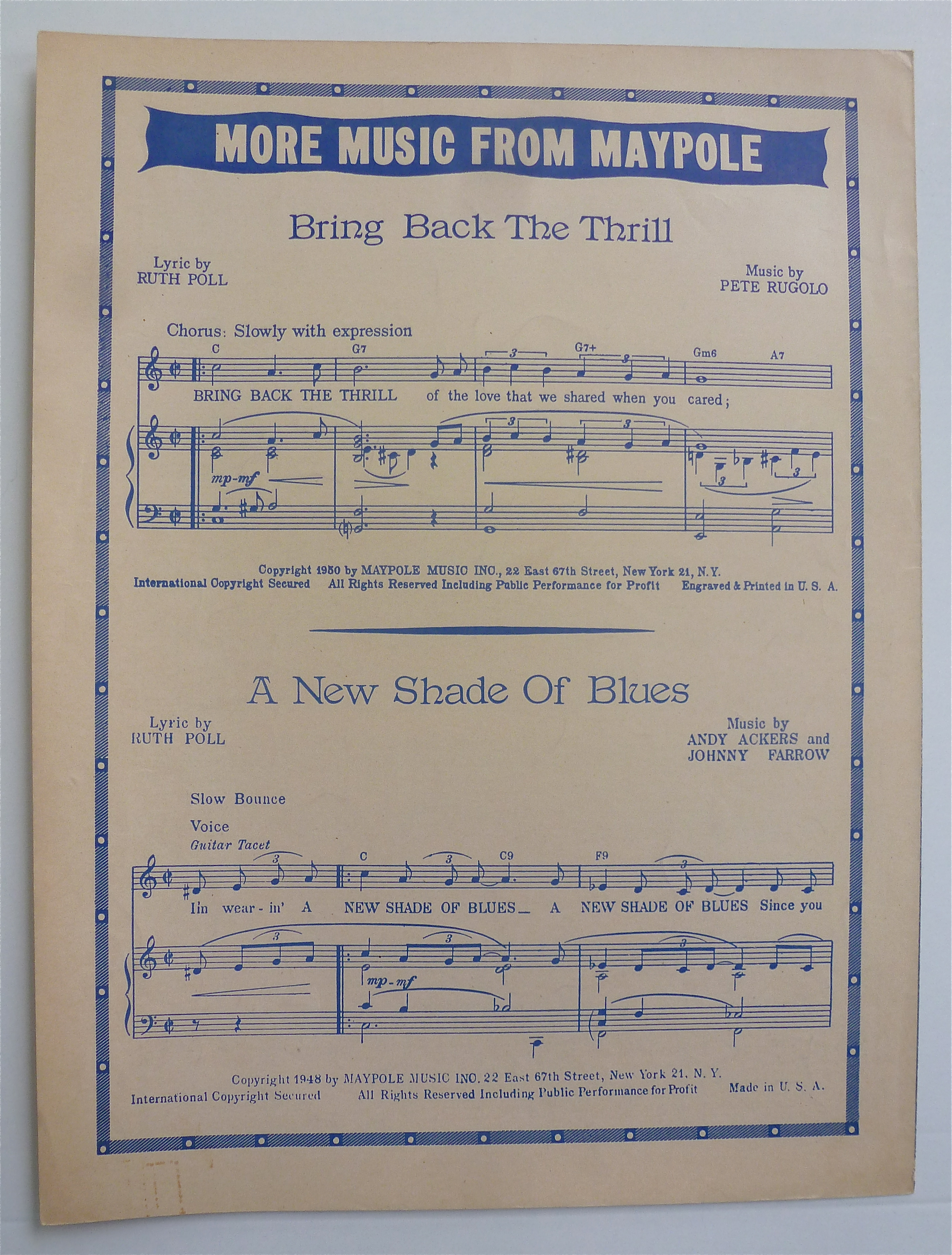 Sheet Music For 1951 Because Of Rain