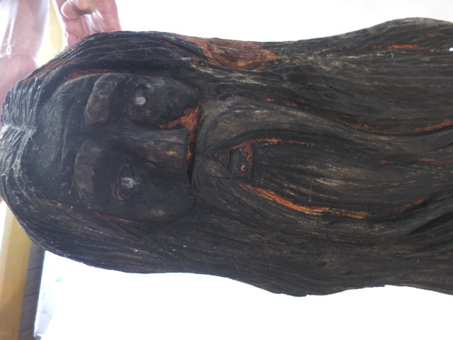 Carved Wood Tree Ebonized Folk Art Signed Woody 95 Height 41 inch