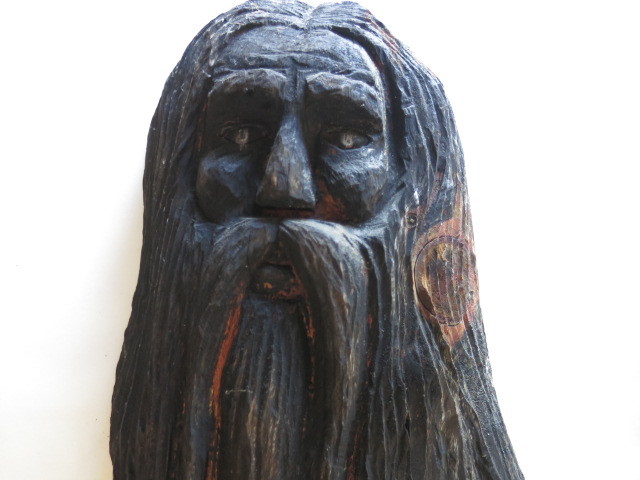 Carved Wood Tree Ebonized Folk Art Signed Woody 95 Height 41 inch