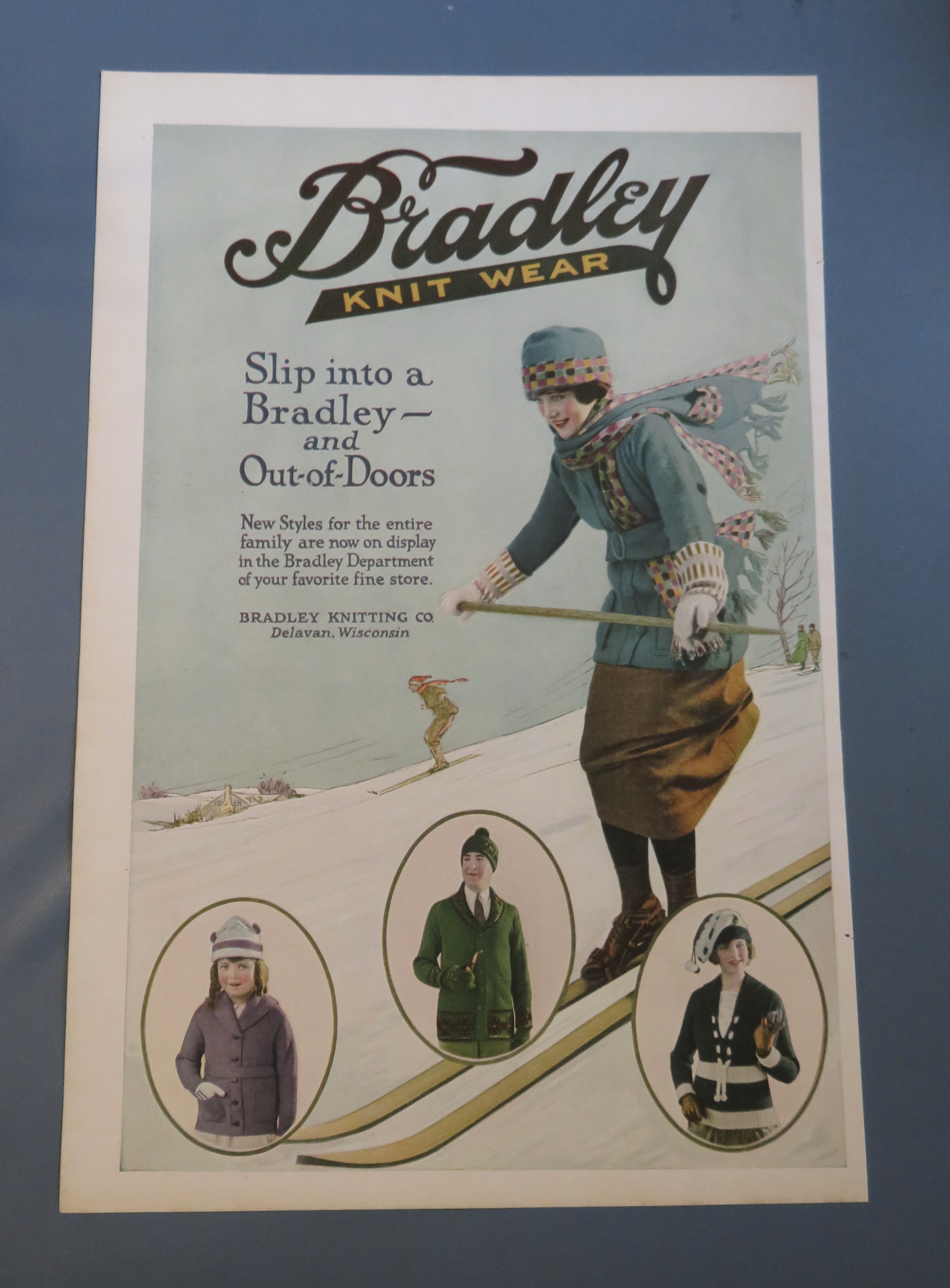 1920 Bradley Knit Wear with Woman Skiing