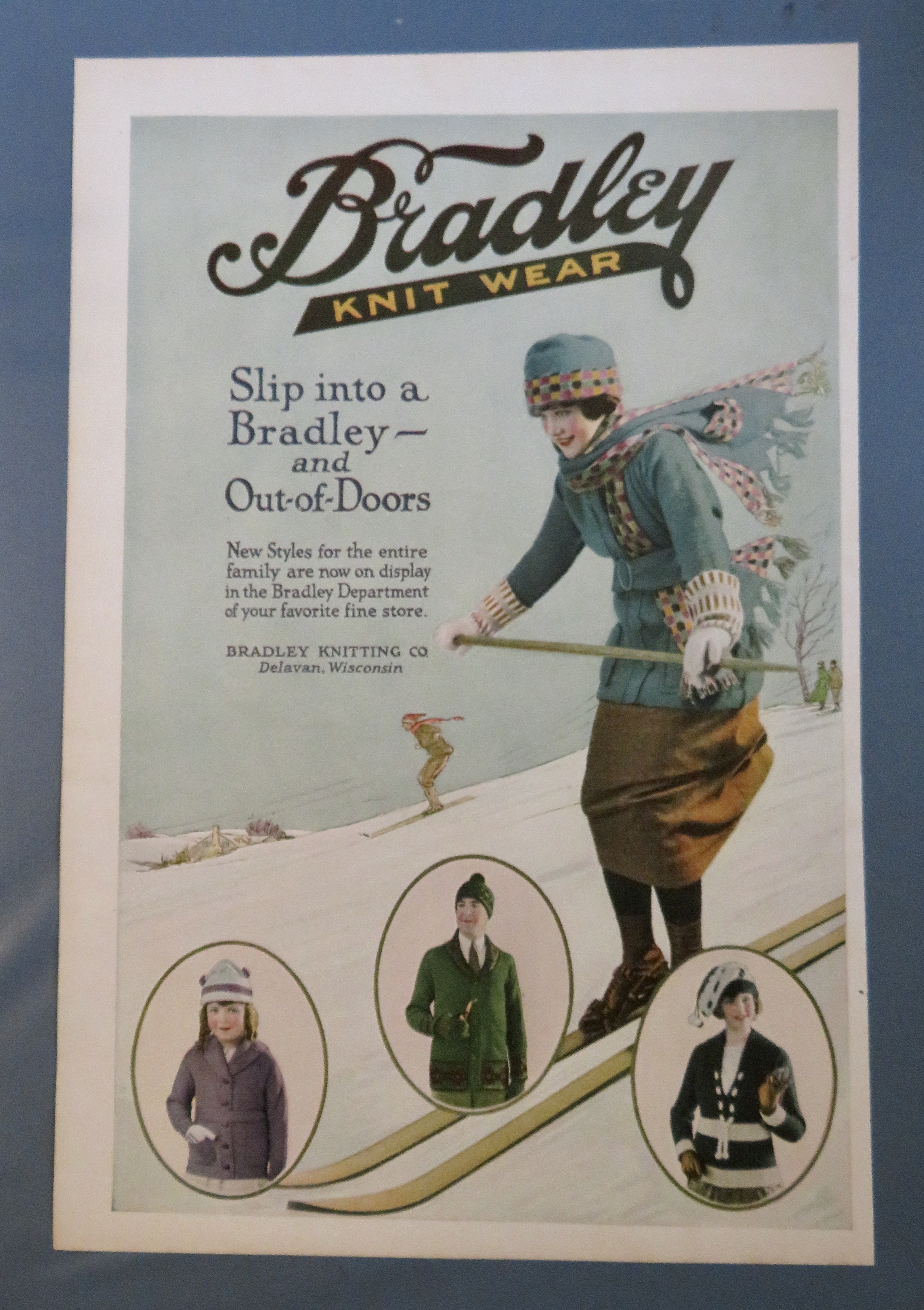 1920 Bradley Knit Wear with Woman Skiing