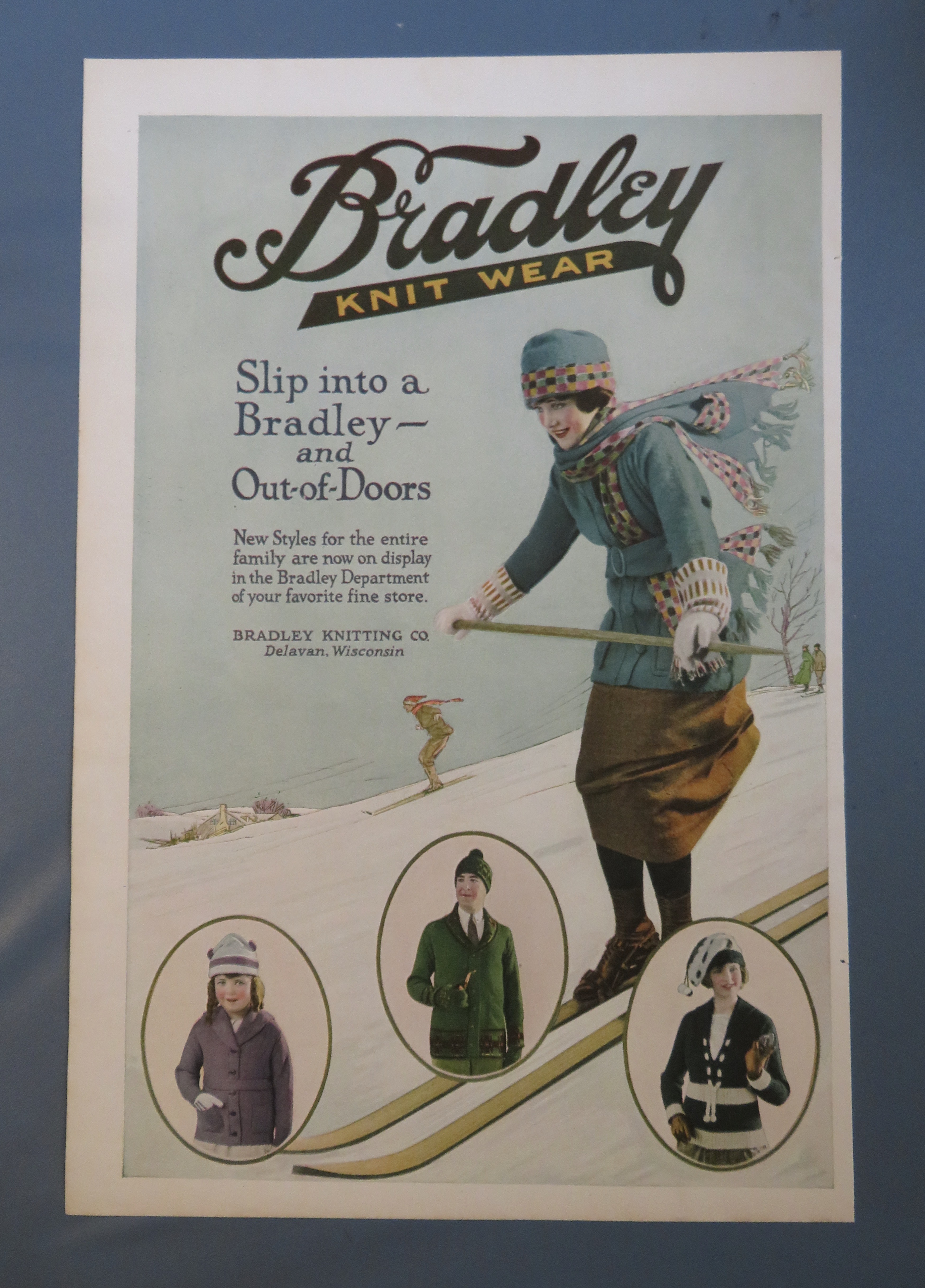 1920 Bradley Knit Wear with Woman Skiing