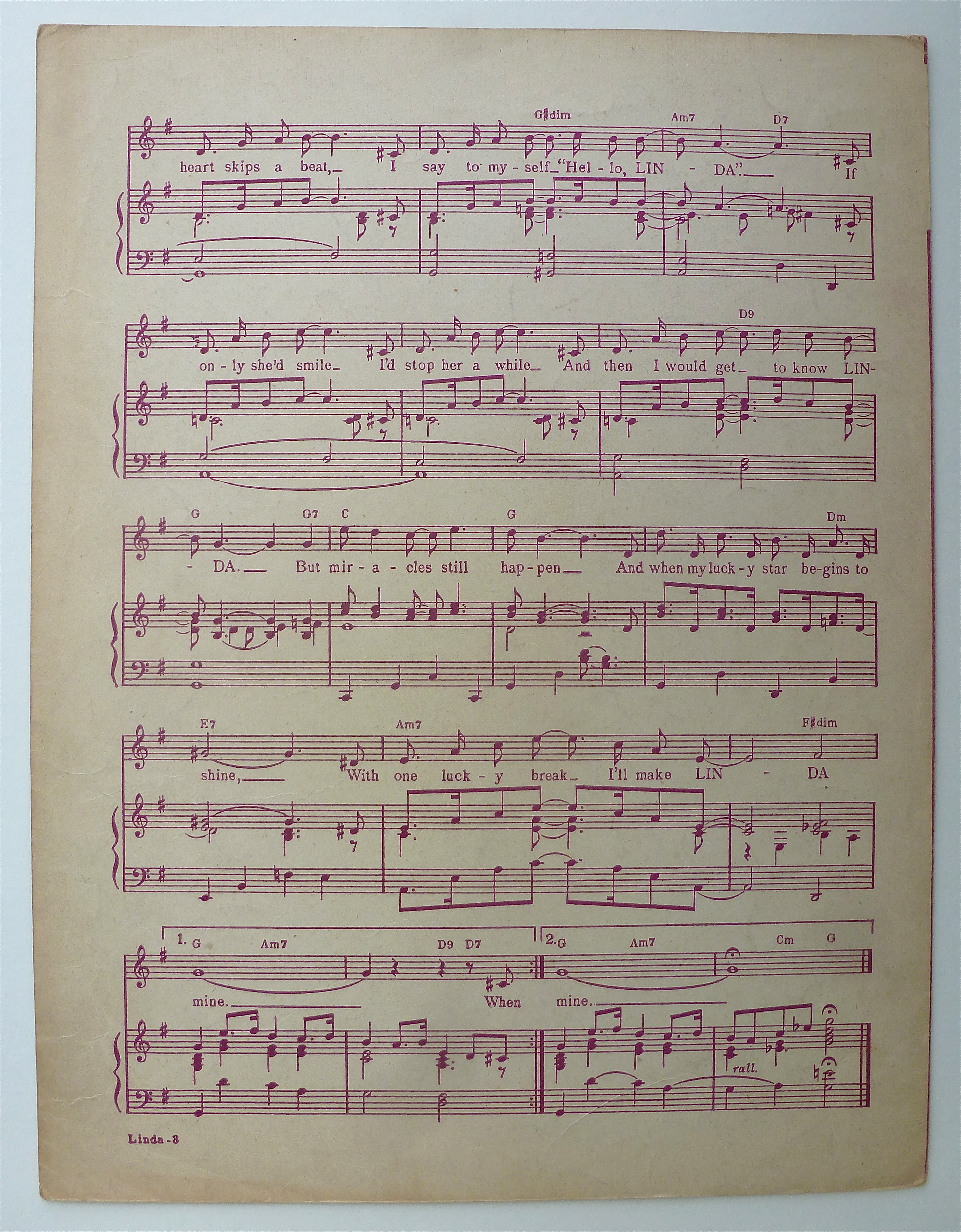 Sheet Music For 1946 Linda