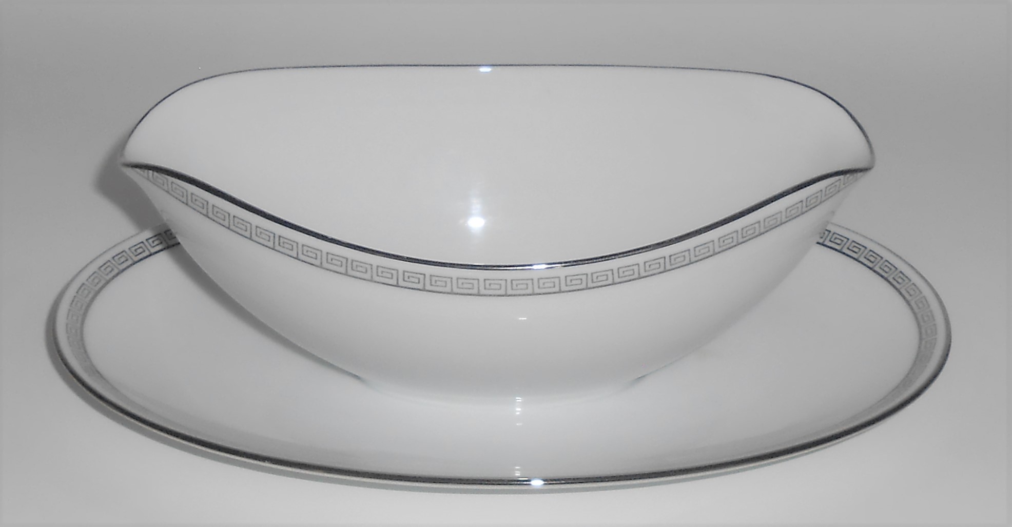 Noritake China Porcelain Platinum Silver Key Gravy Bowl