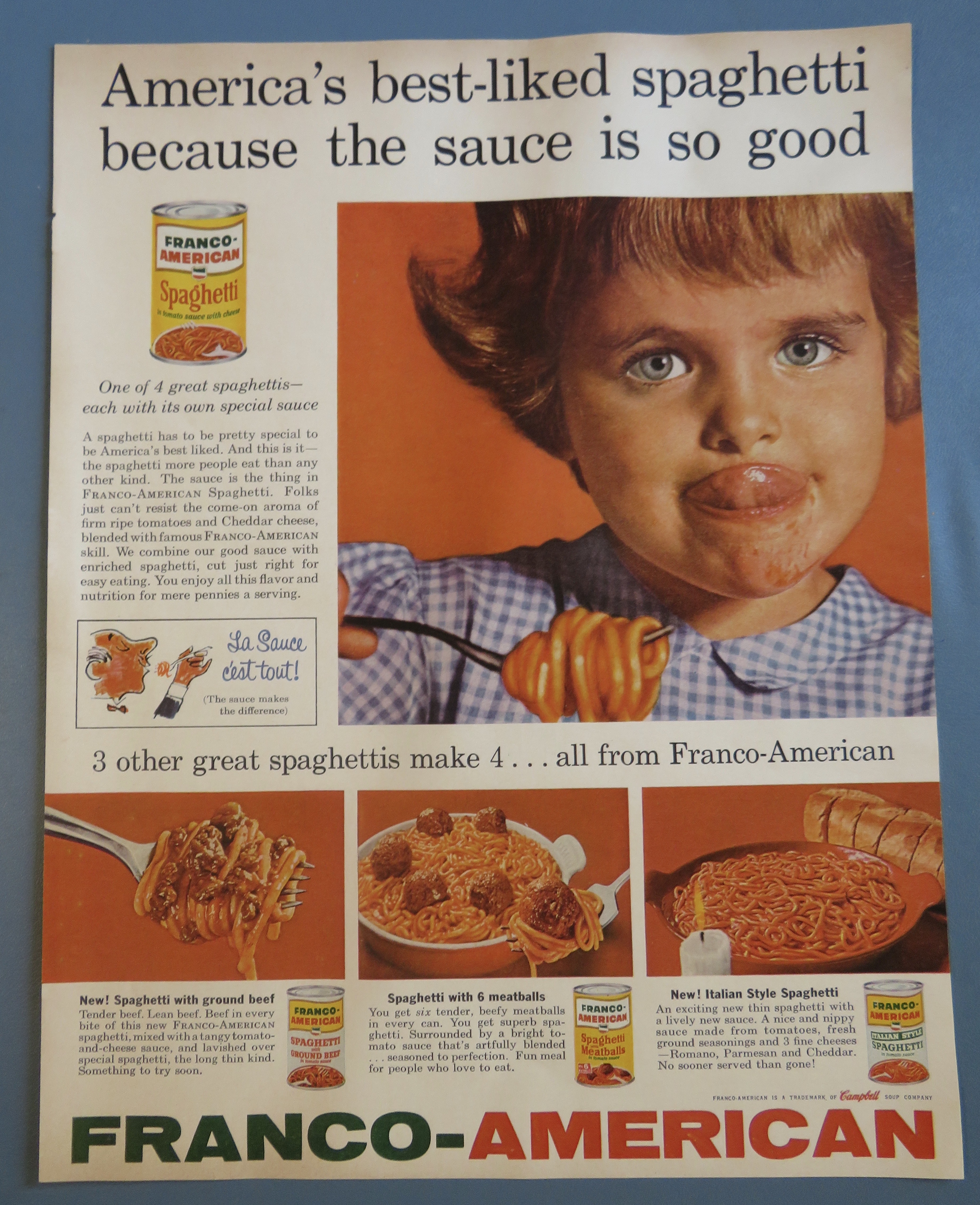 1961 Franco American Spaghetti with Little Girl