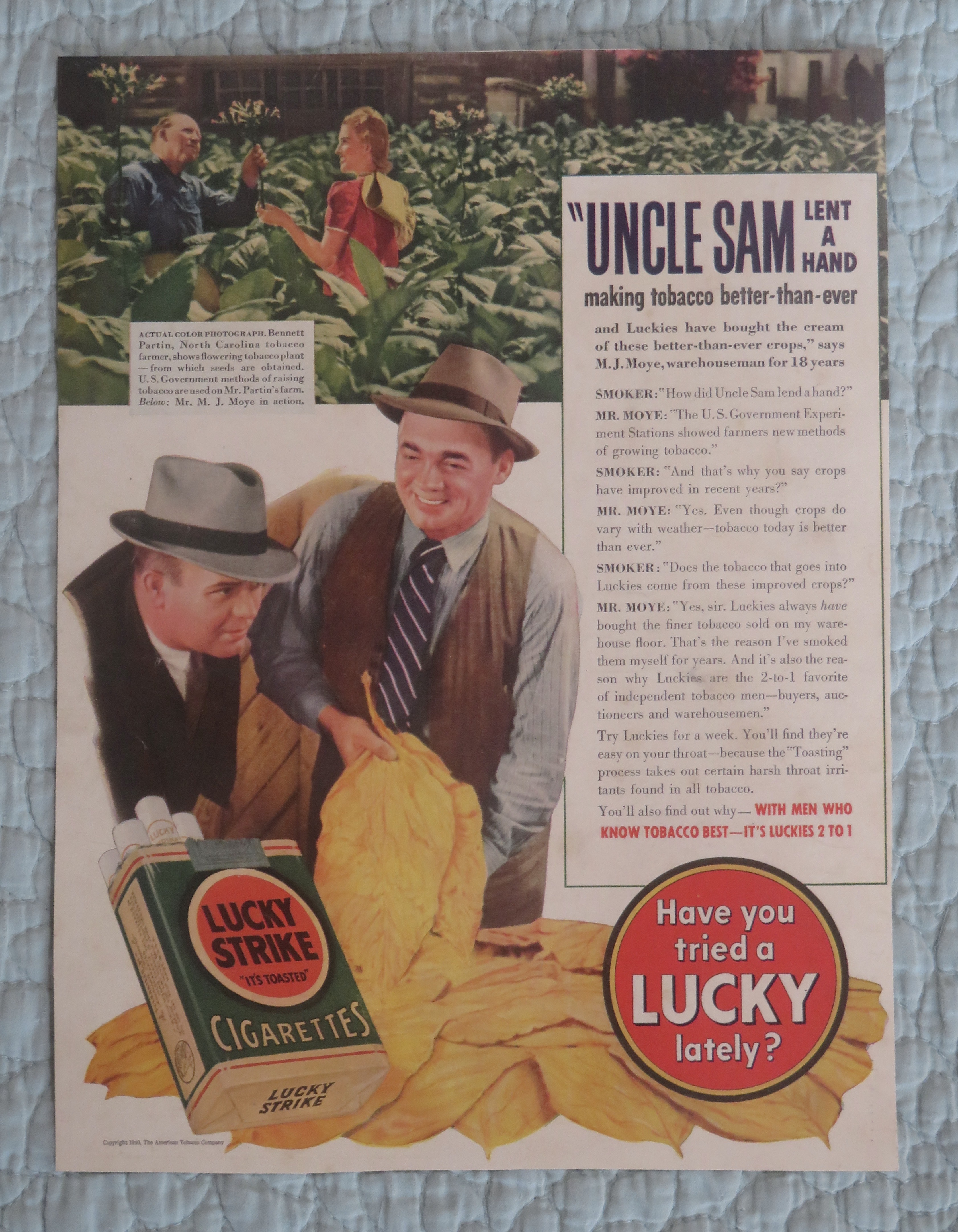 1940 Lucky Strike Cigarettes with Bennett Partin