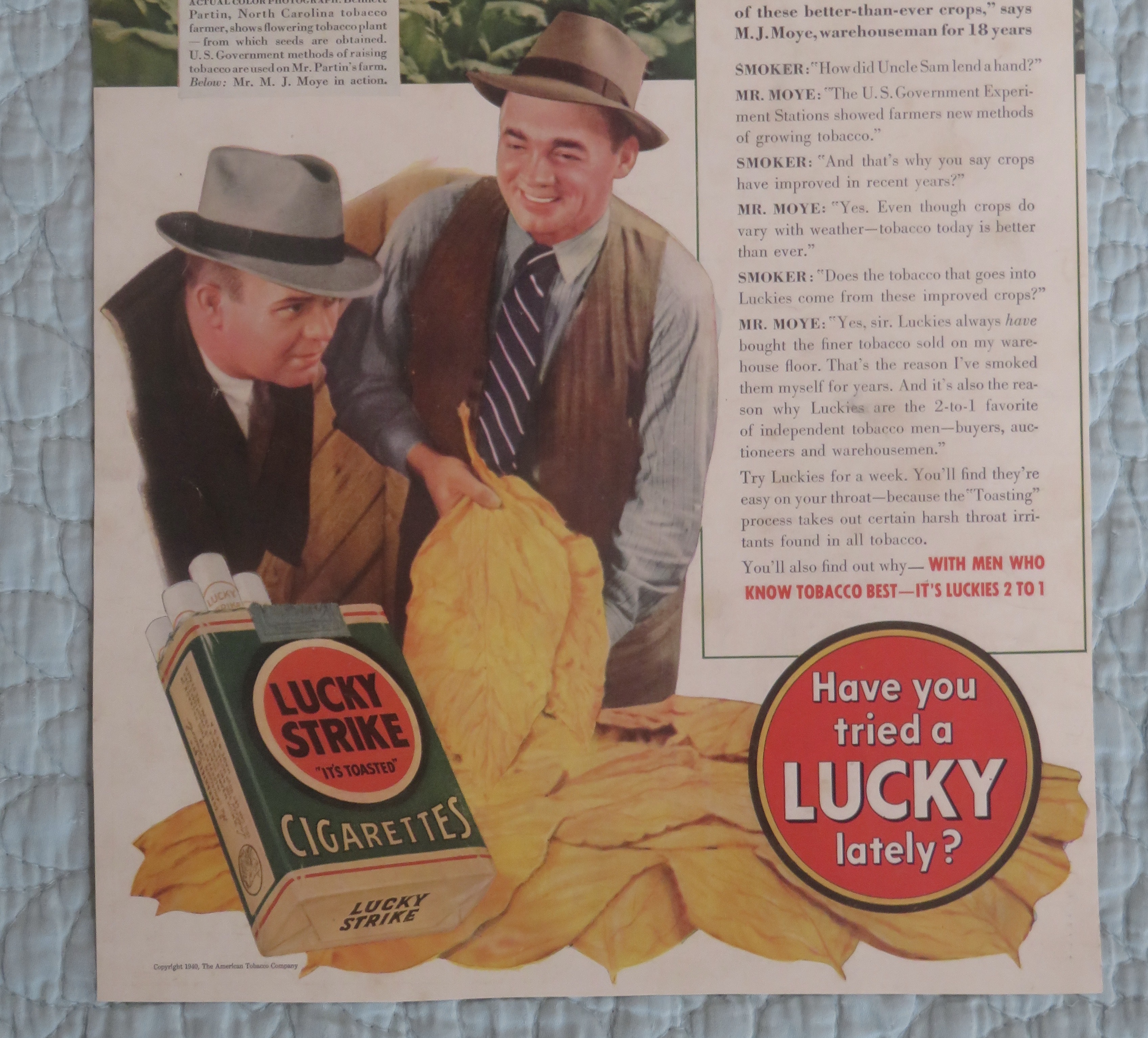 1940 Lucky Strike Cigarettes with Bennett Partin