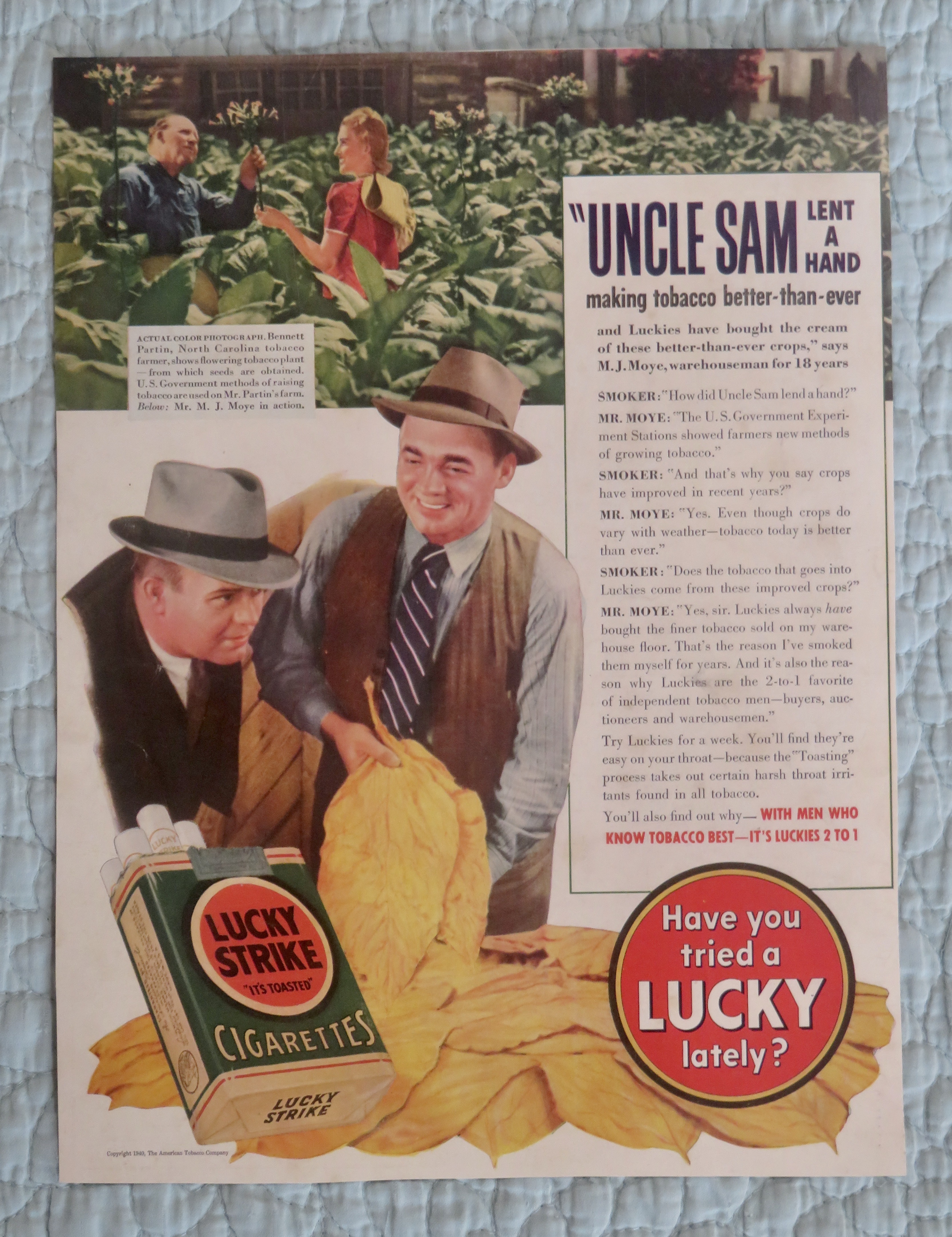 1940 Lucky Strike Cigarettes with Bennett Partin
