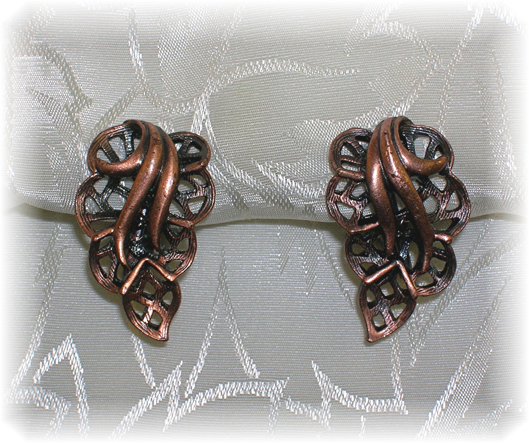 Copper Clip Leaf Earrings