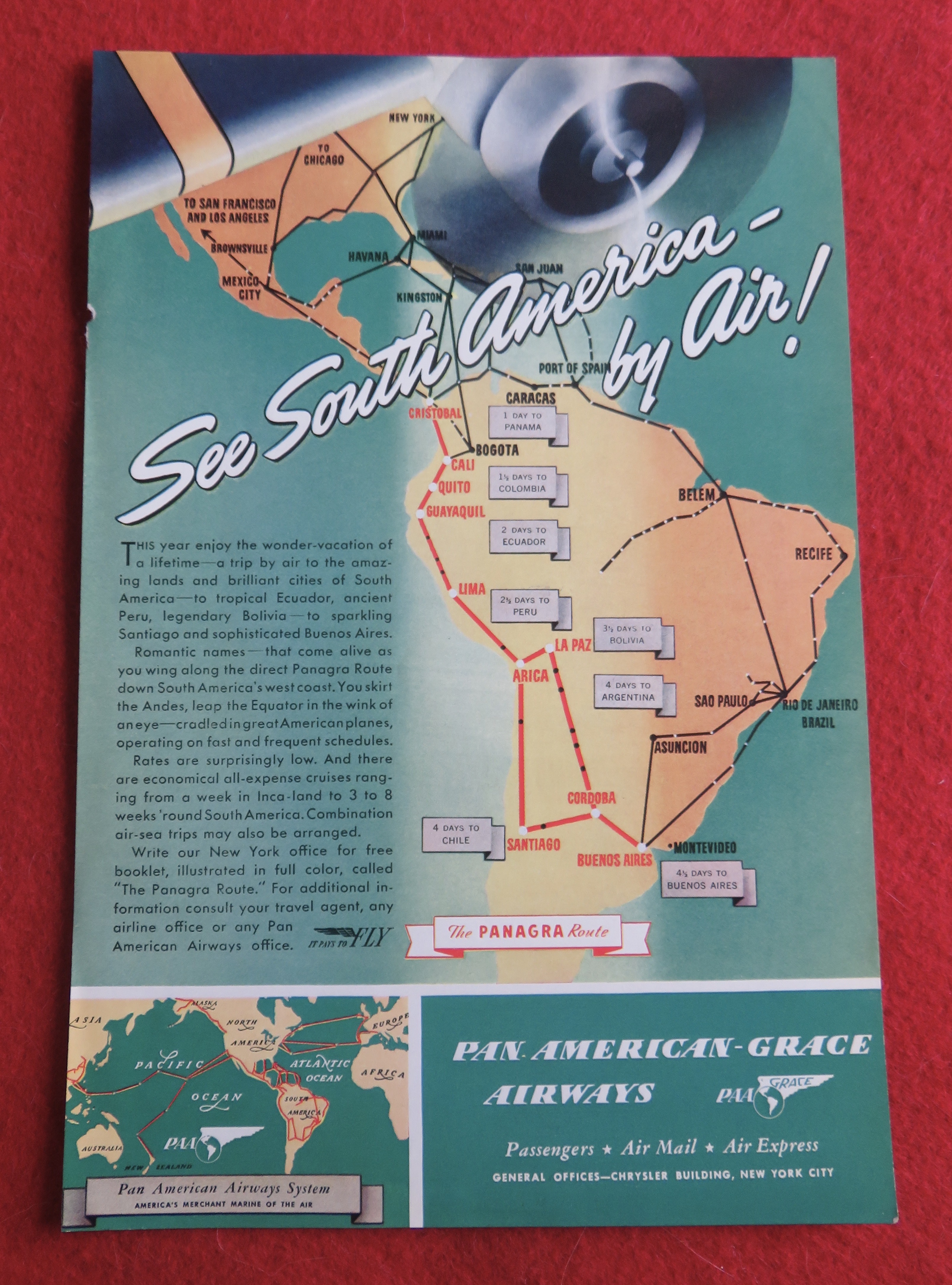 1940 Pan American Grace Airways with South America