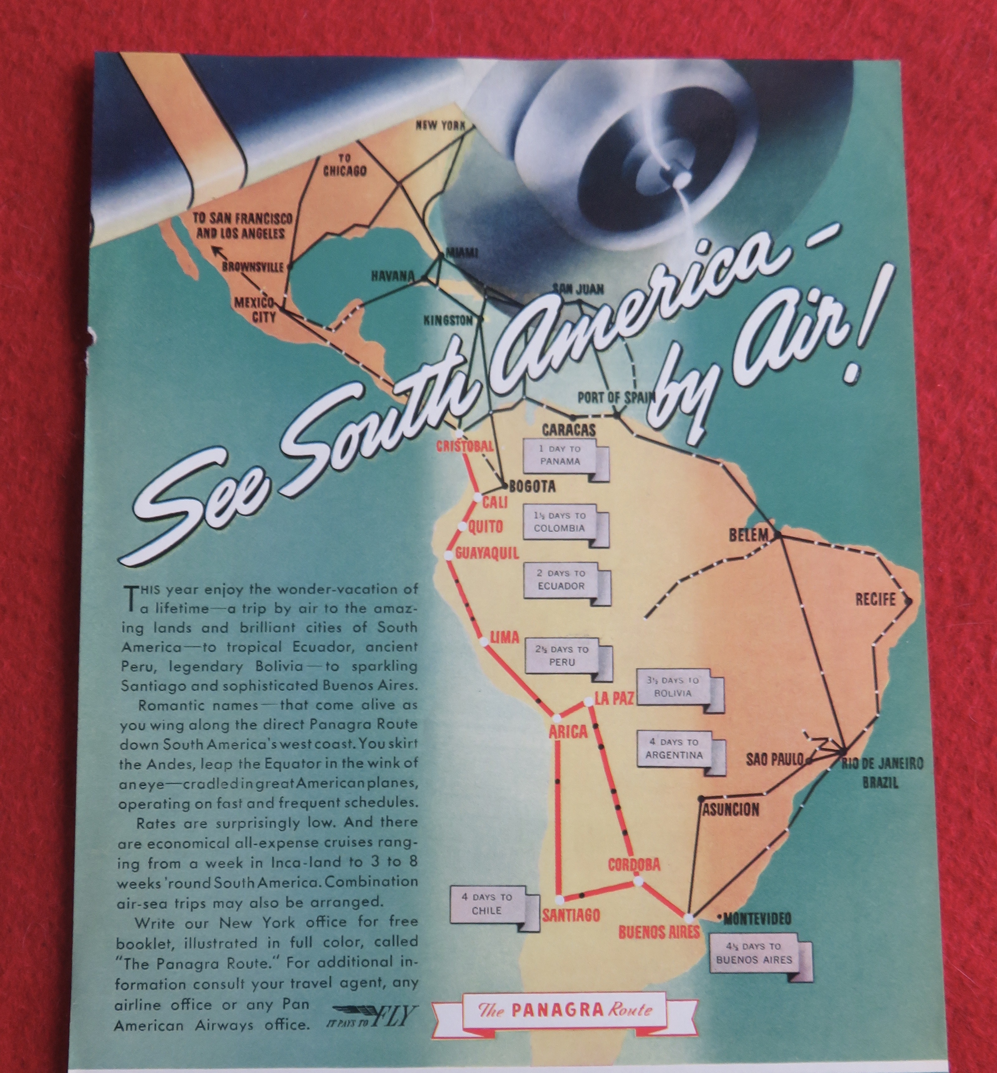 1940 Pan American Grace Airways with South America