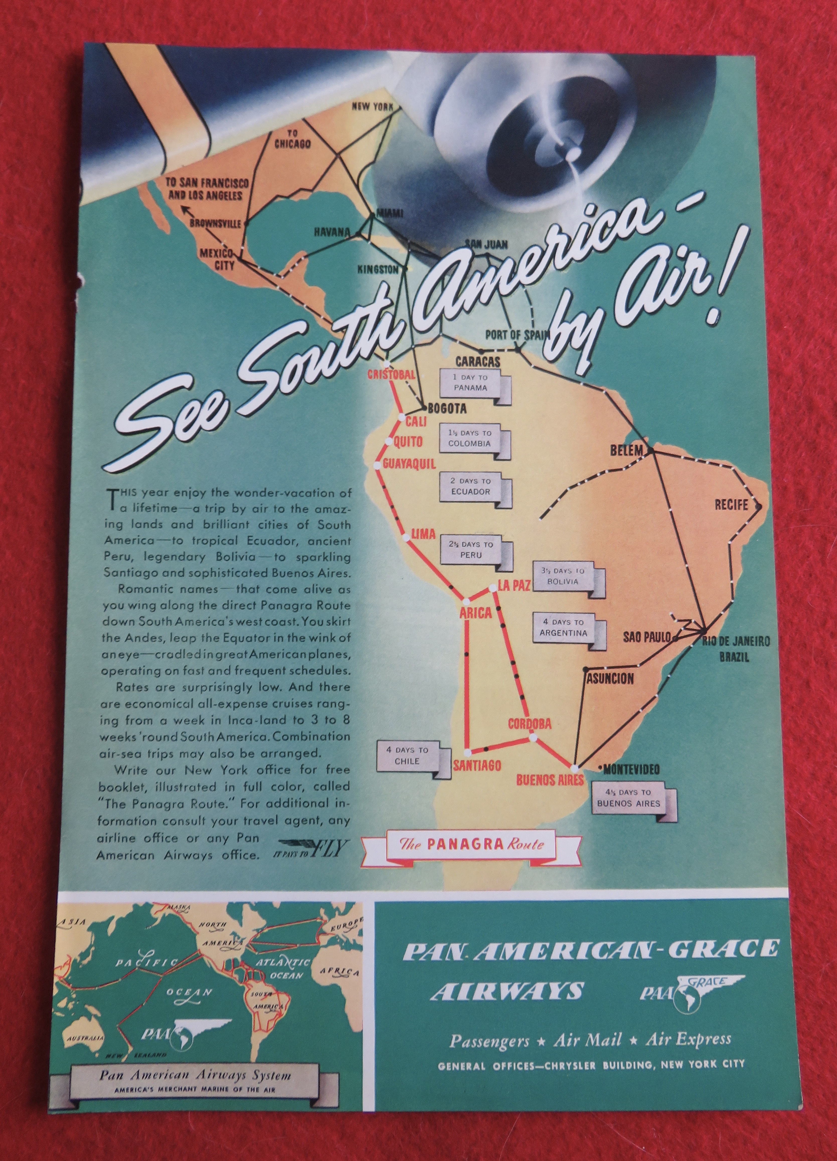 1940 Pan American Grace Airways with South America