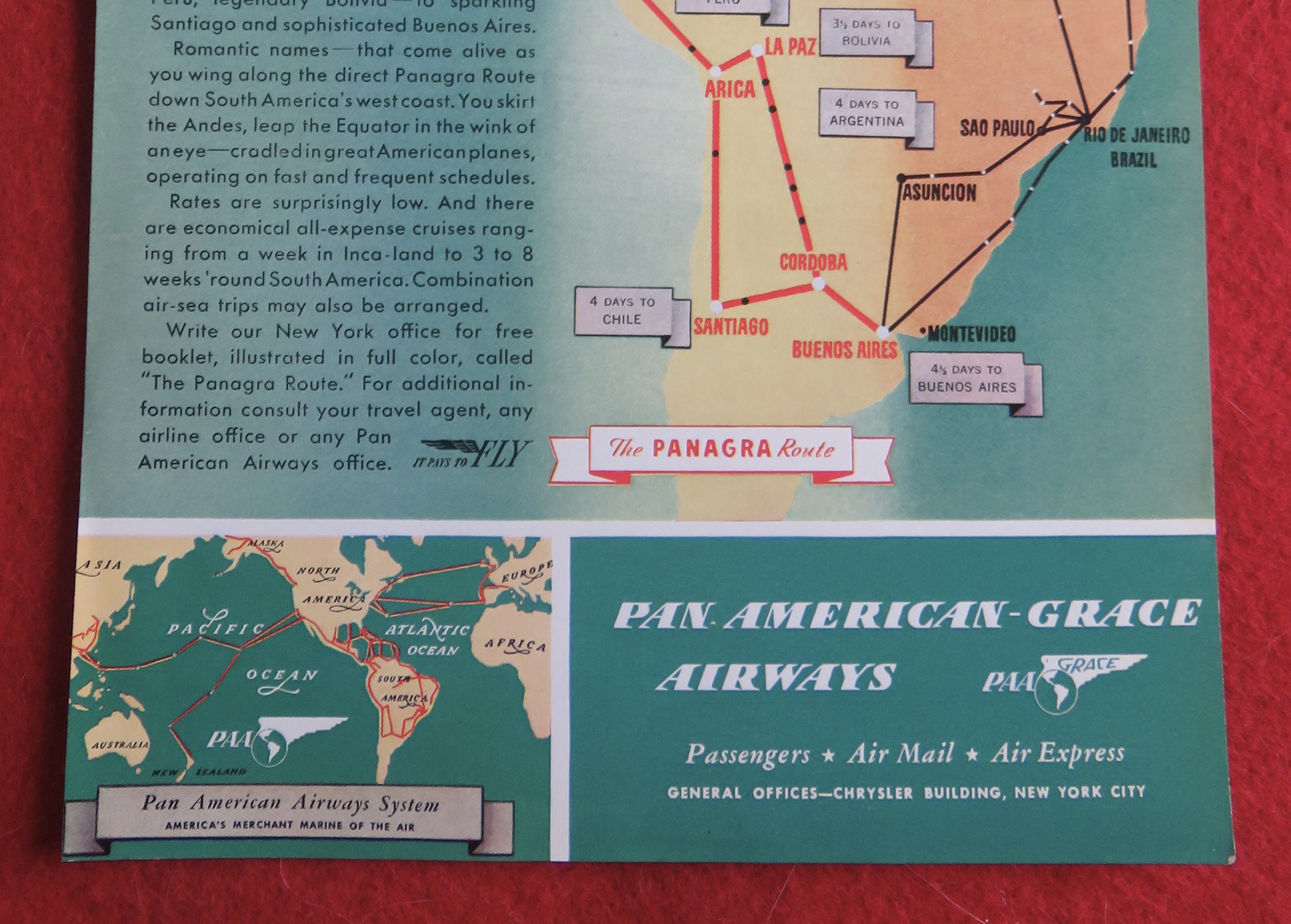 1940 Pan American Grace Airways with South America