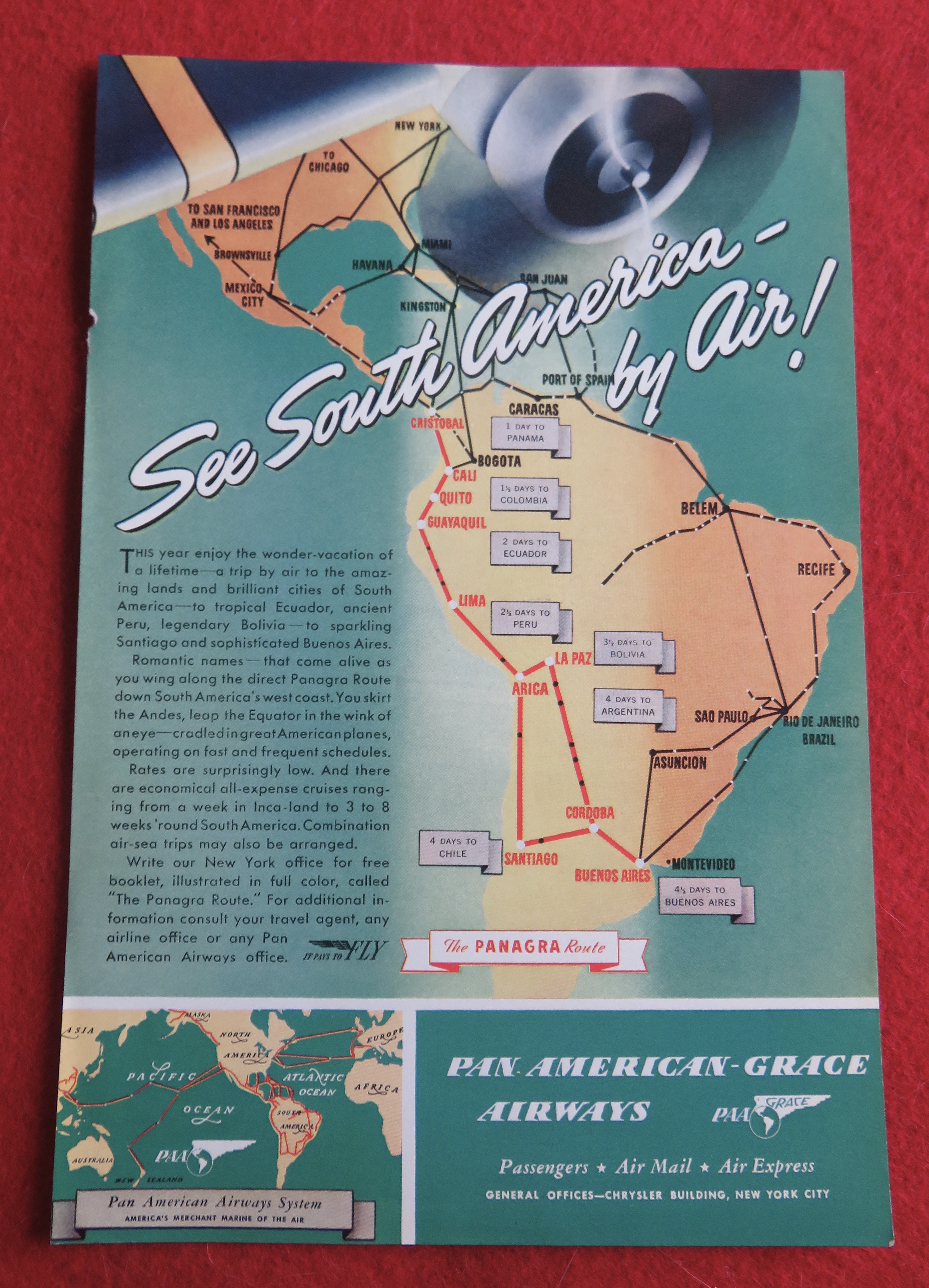 1940 Pan American Grace Airways with South America