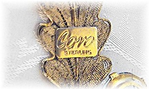 CORO  Sterling Silver gold Vermeil Aqua Crystal Pin