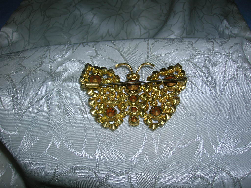 Butterfly Brooch Crystal Foil Back Czech