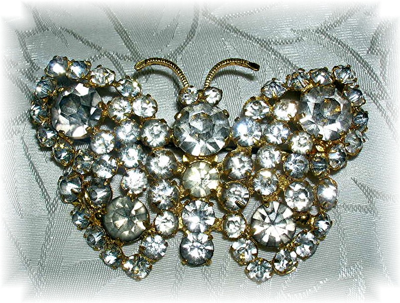Butterfly Brooch Crystal Foil Back Czech