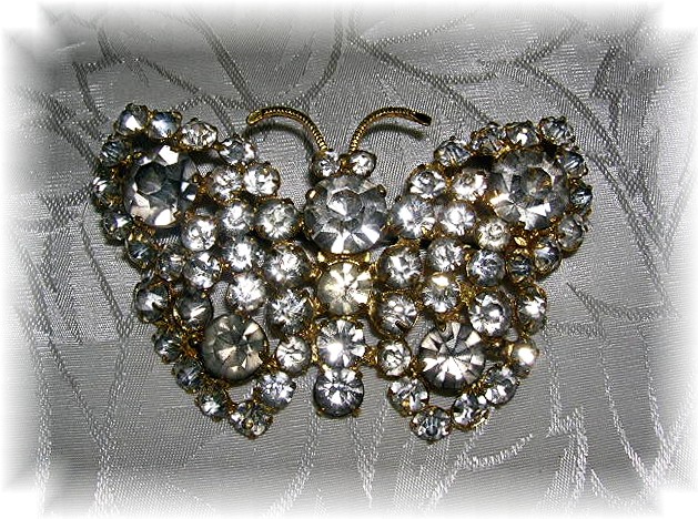 Butterfly Brooch Crystal Foil Back Czech