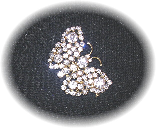 Butterfly Brooch Crystal Foil Back Czech