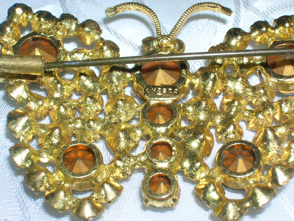 Butterfly Brooch Crystal Foil Back Czech
