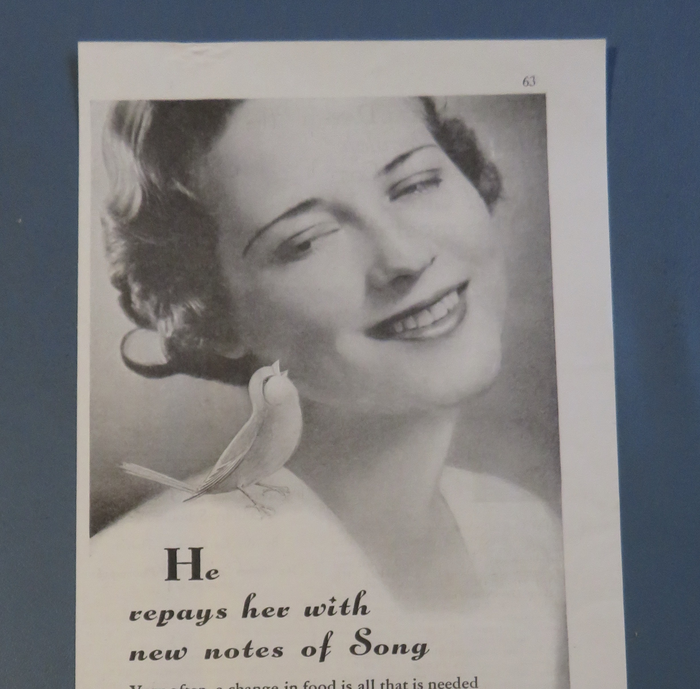 1934 French's Bird Seed & Biscuit with Woman & Bird