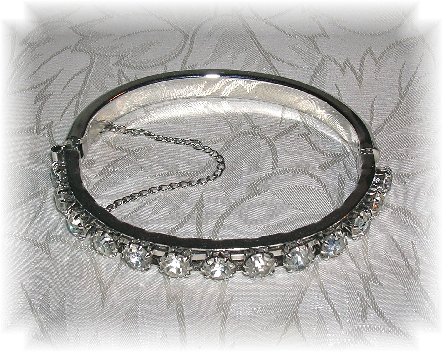 Silvertone Rhinestone Bangle Bracelet