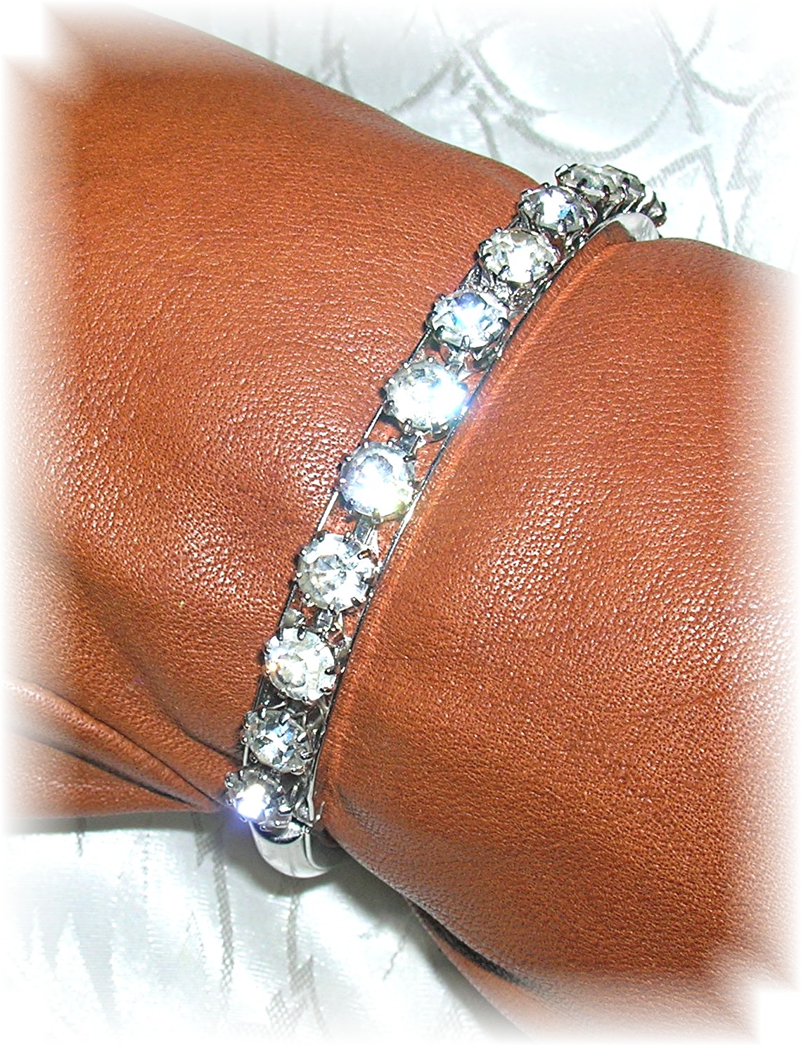 Silvertone Rhinestone Bangle Bracelet