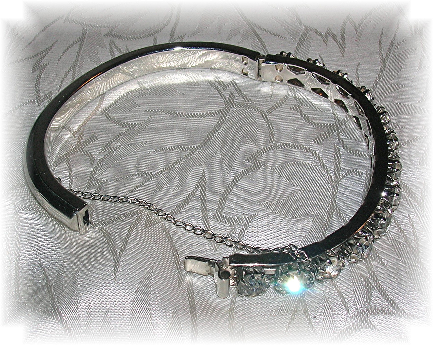 Silvertone Rhinestone Bangle Bracelet