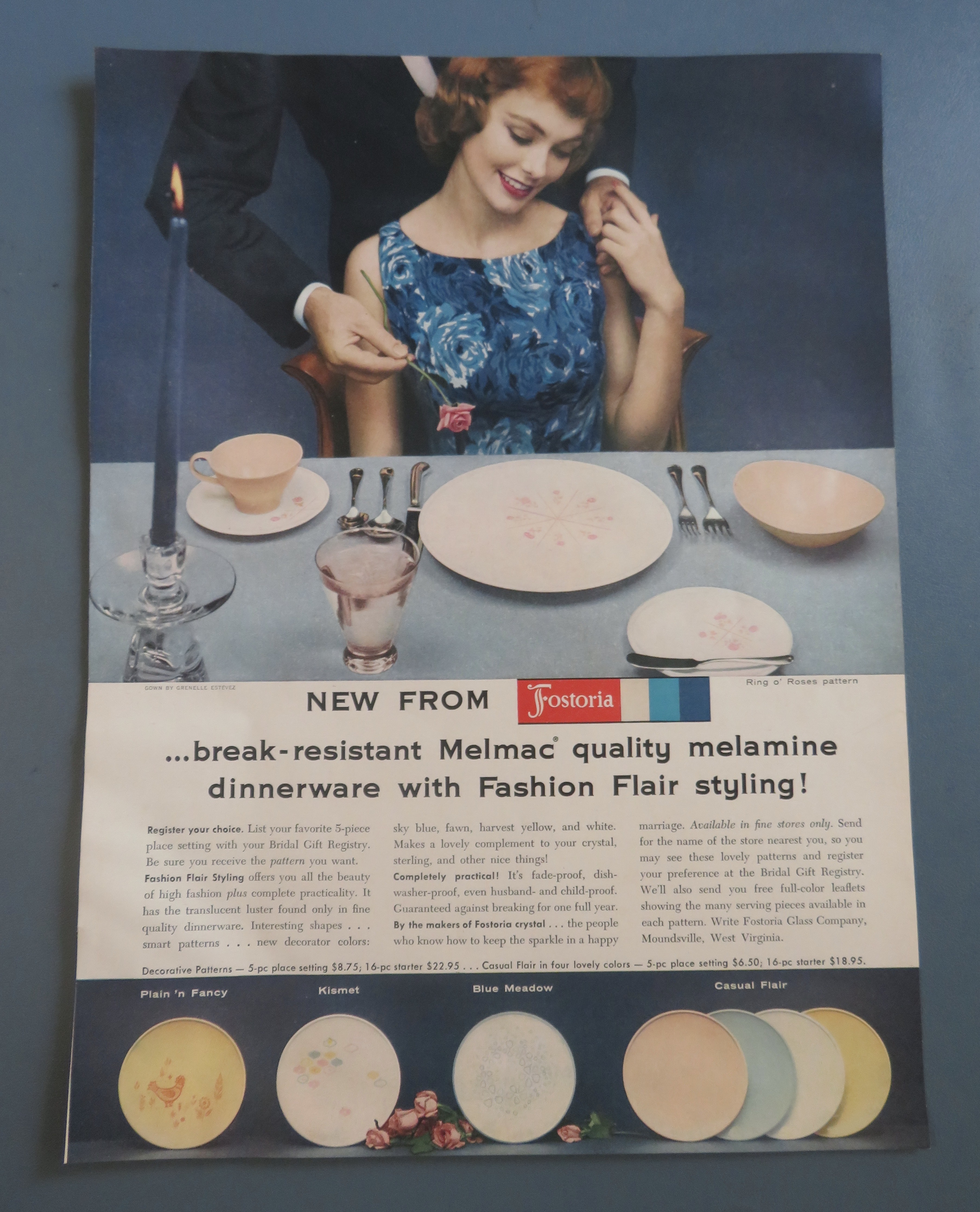 1958 Fostoria China with Melamine Dinnerware