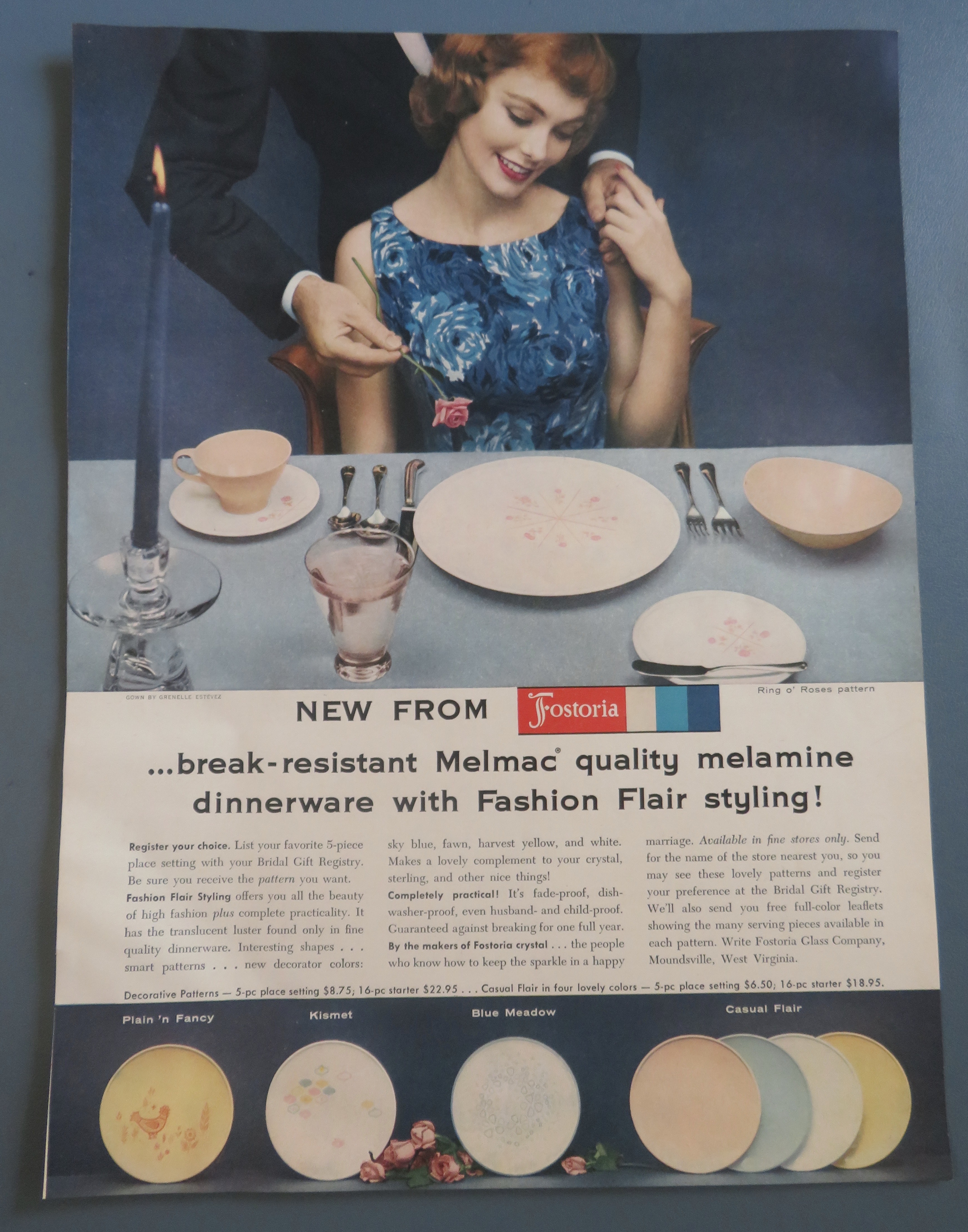 1958 Fostoria China with Melamine Dinnerware