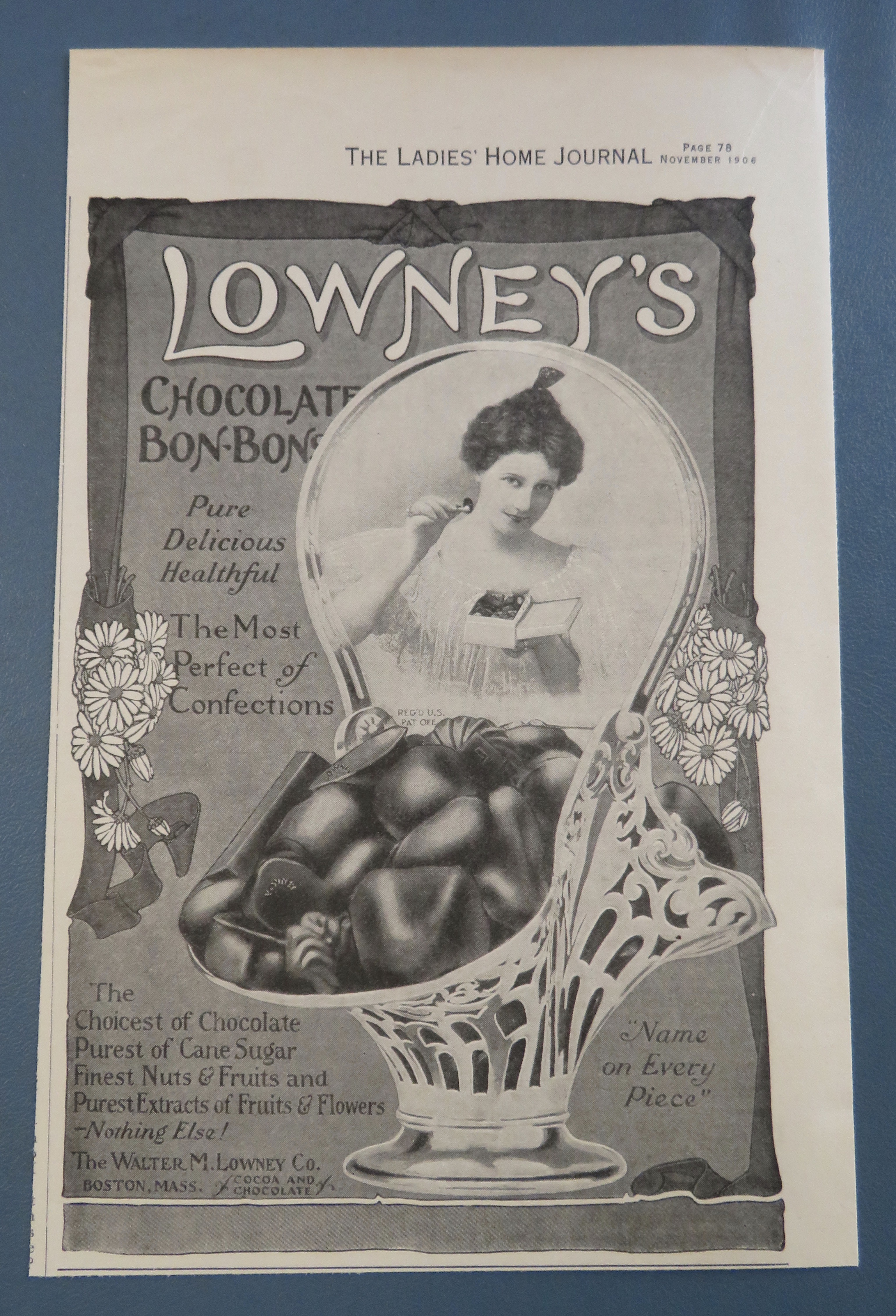 1906 Lowney's Chocolate Bon Bons with Woman & Candy