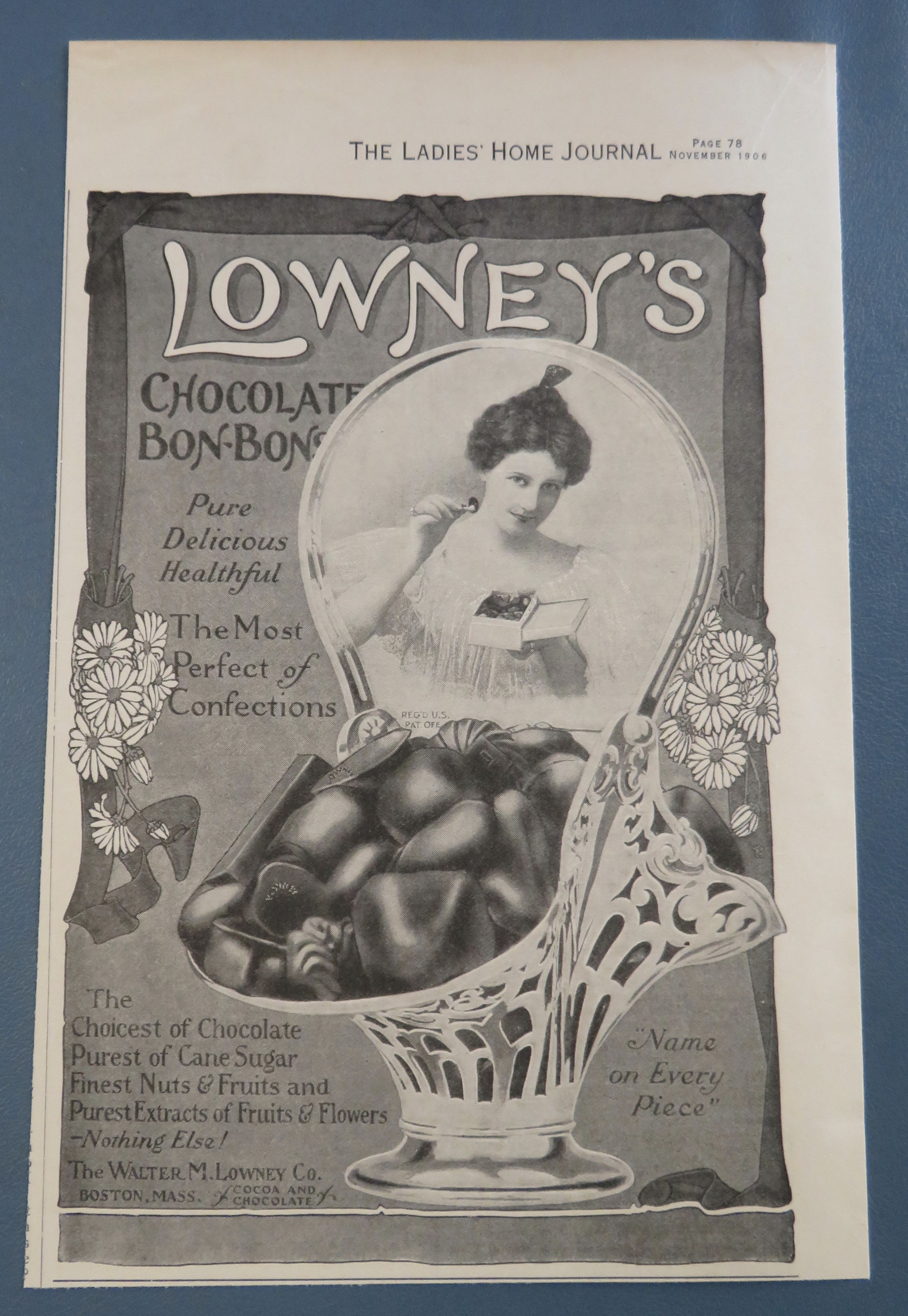 1906 Lowney's Chocolate Bon Bons with Woman & Candy