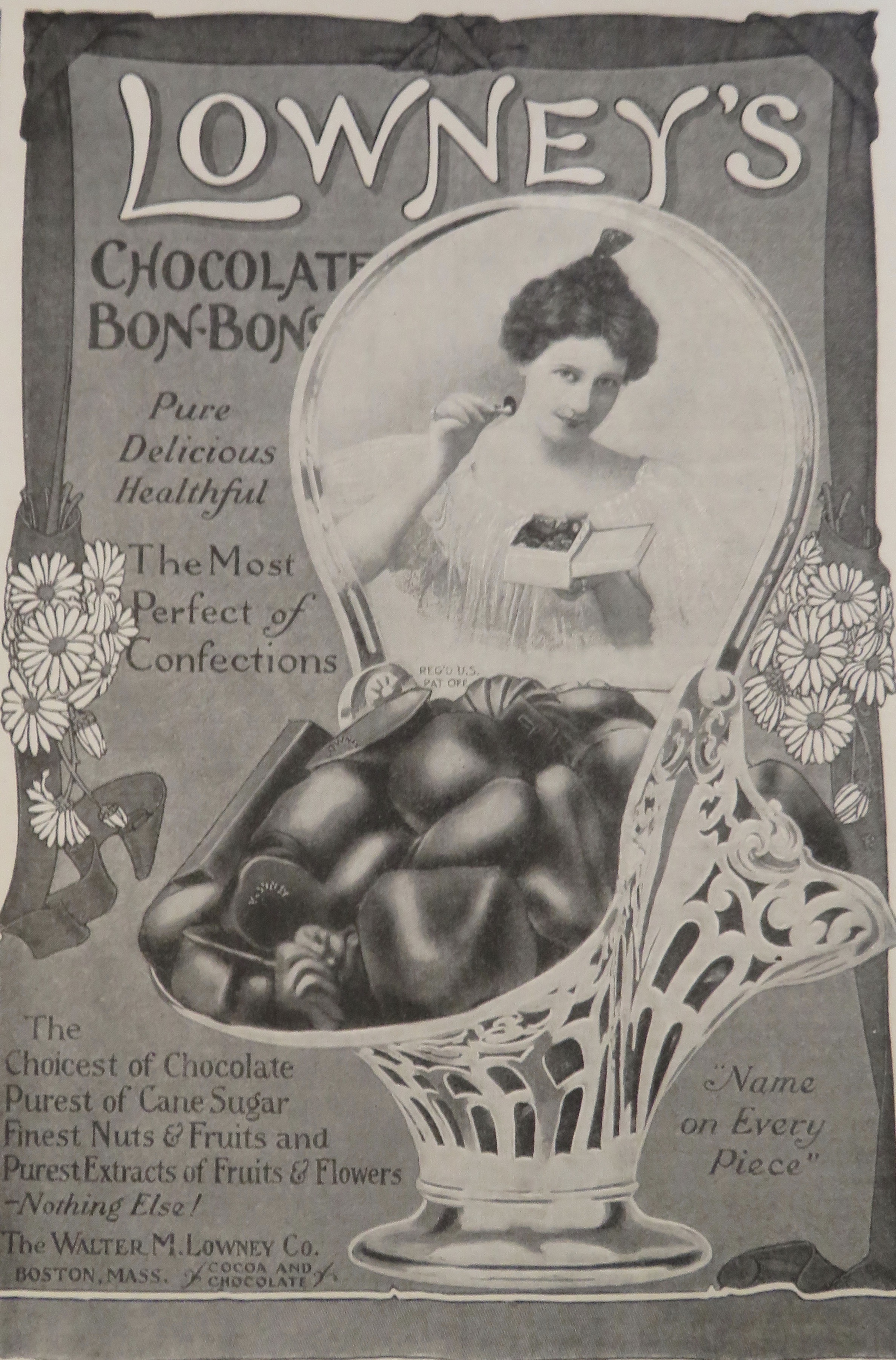 1906 Lowney's Chocolate Bon Bons with Woman & Candy