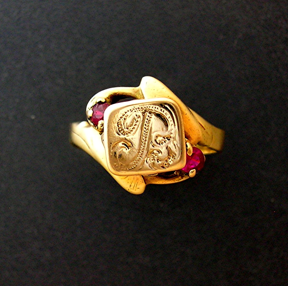 Vintage Gold With Red Stones