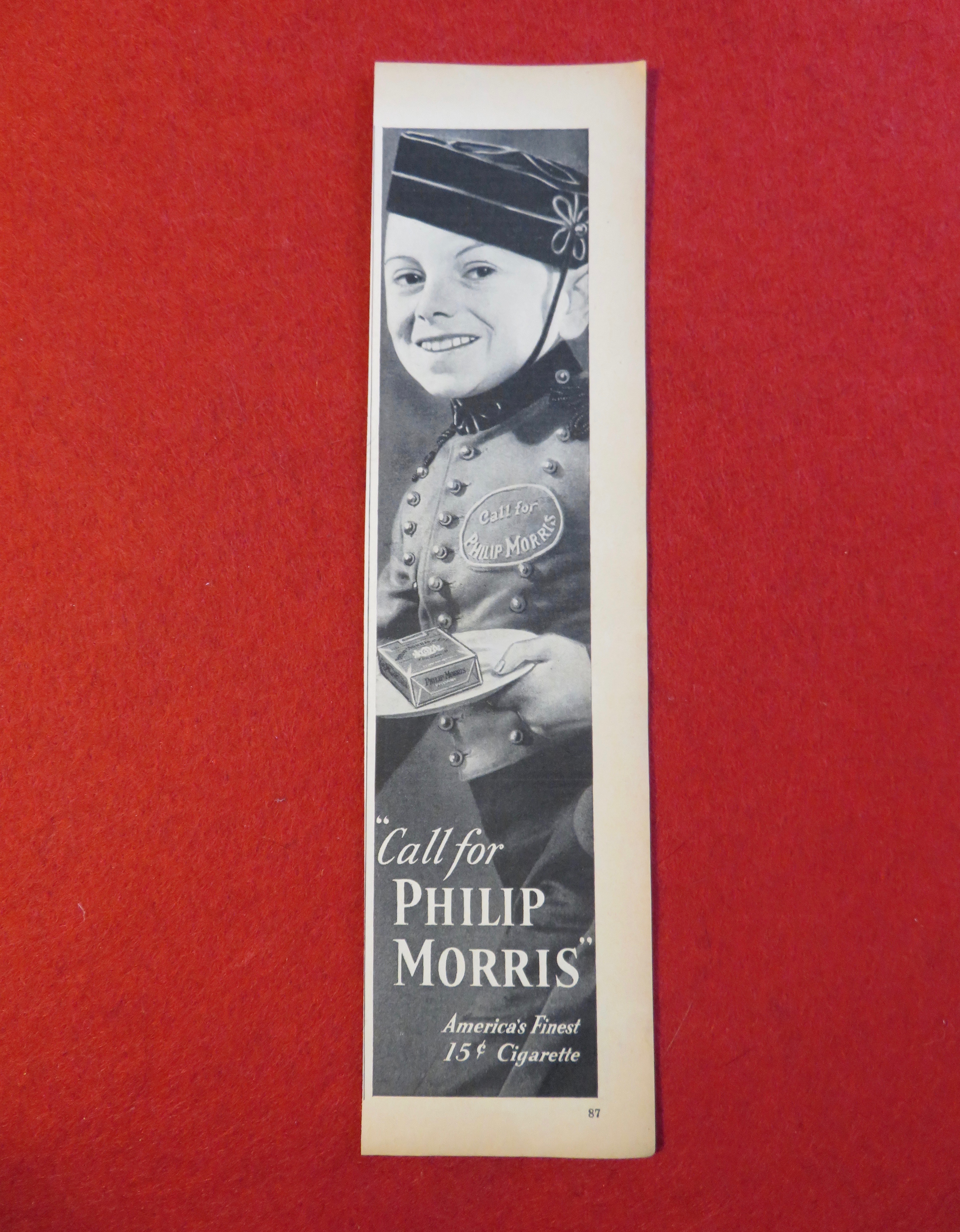 1934 Philip Morris Cigarette with Bell Boy & Cigarettes