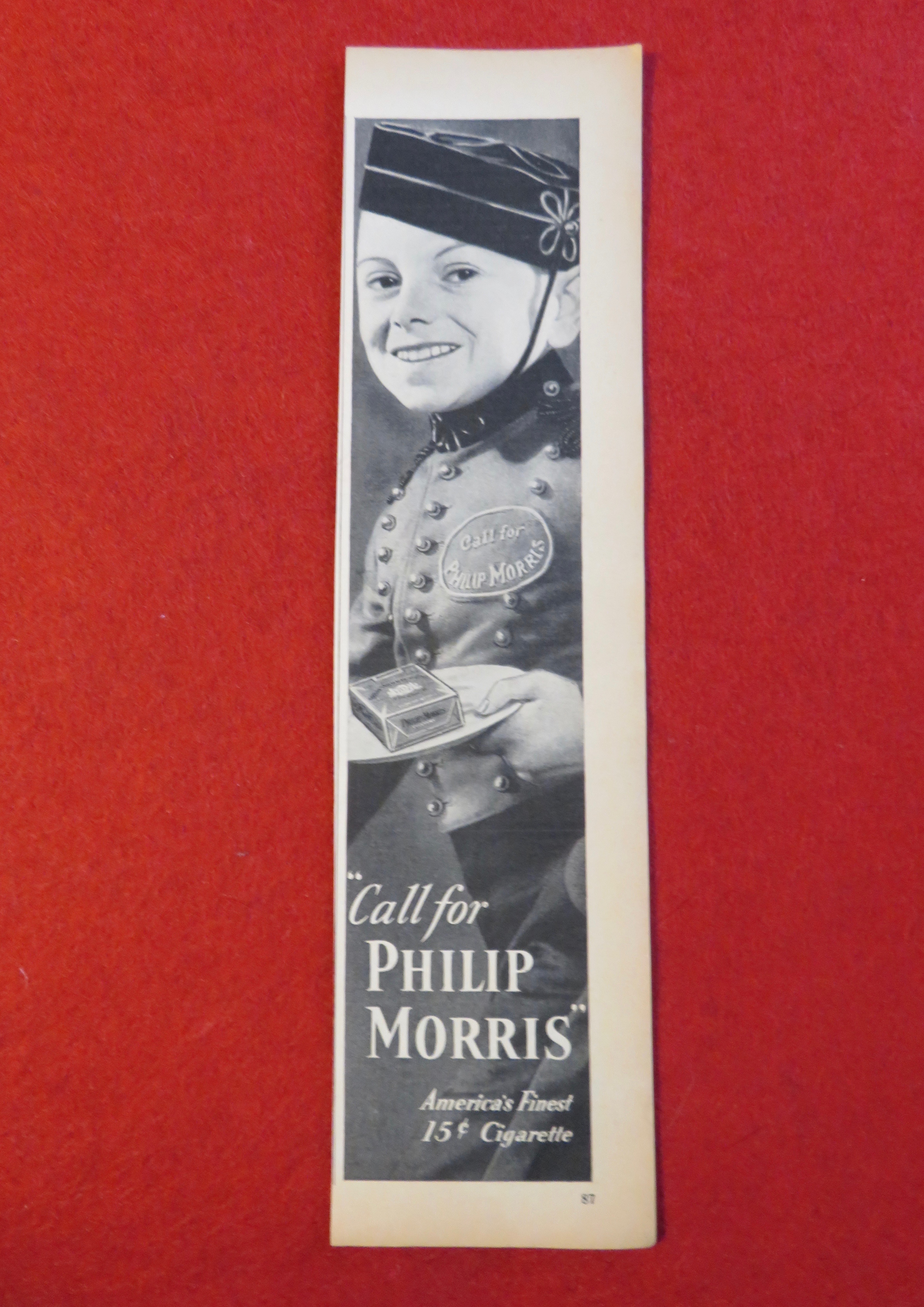 1934 Philip Morris Cigarette with Bell Boy & Cigarettes