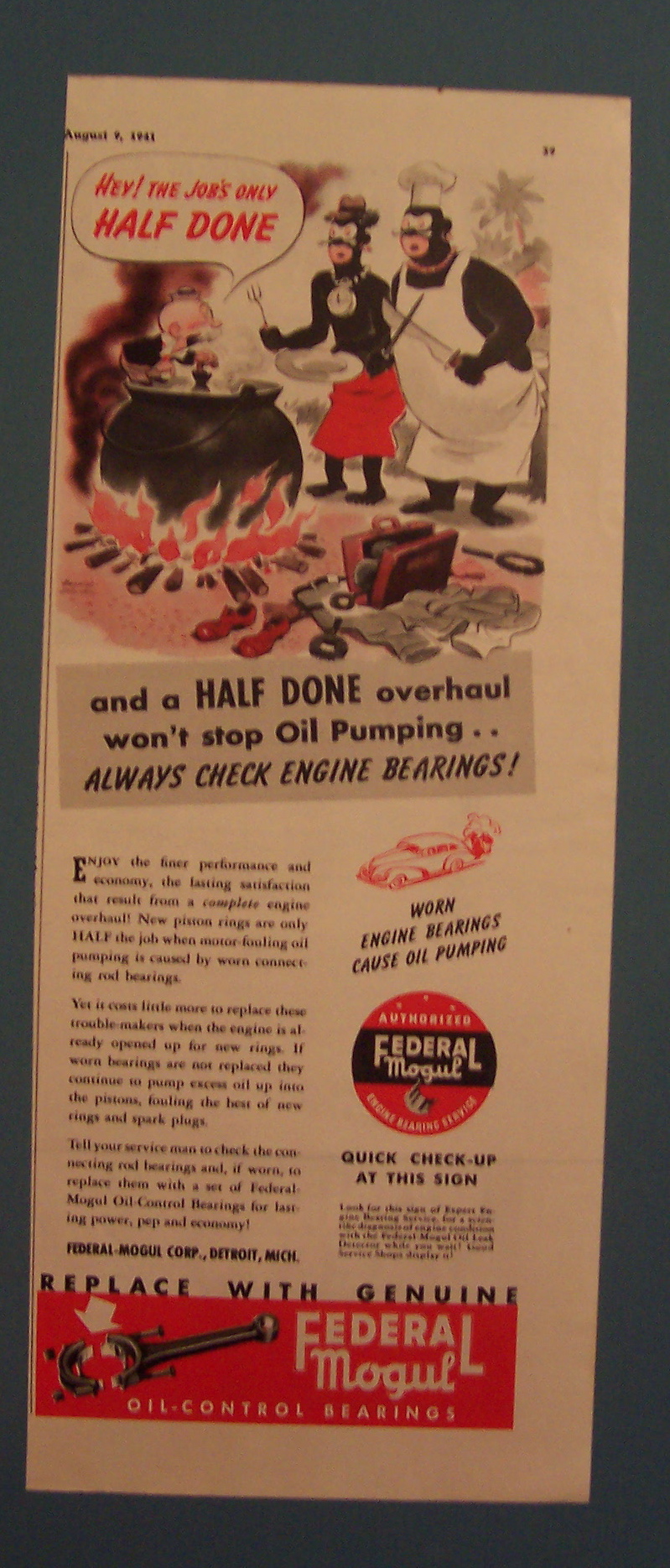 1941 Federal Mogul Oil - Control Bearings