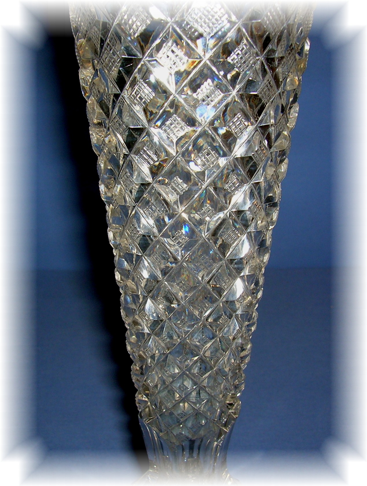 10 Inch Brilliant Cut Glass Vase.