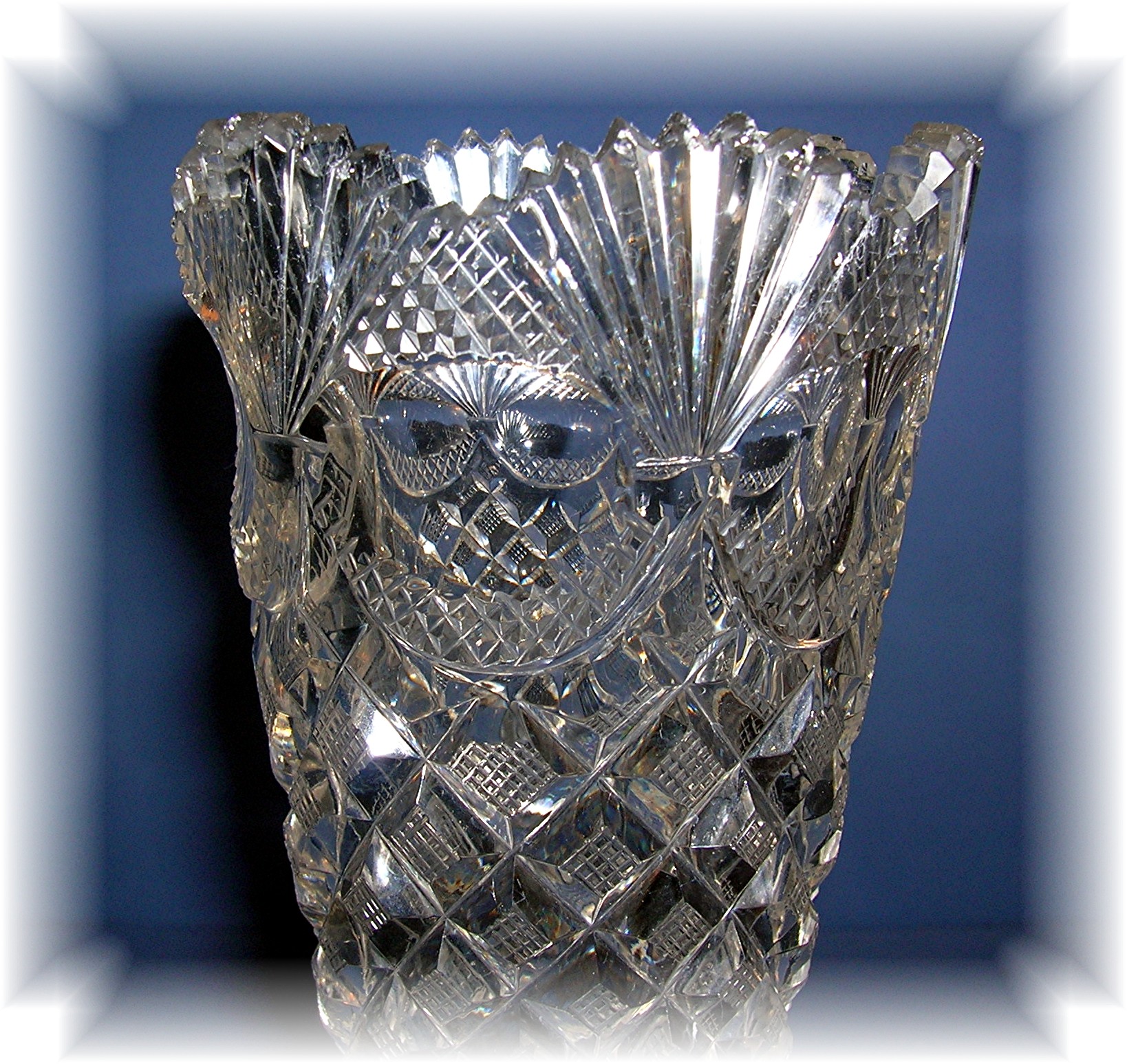 10 Inch Brilliant Cut Glass Vase.