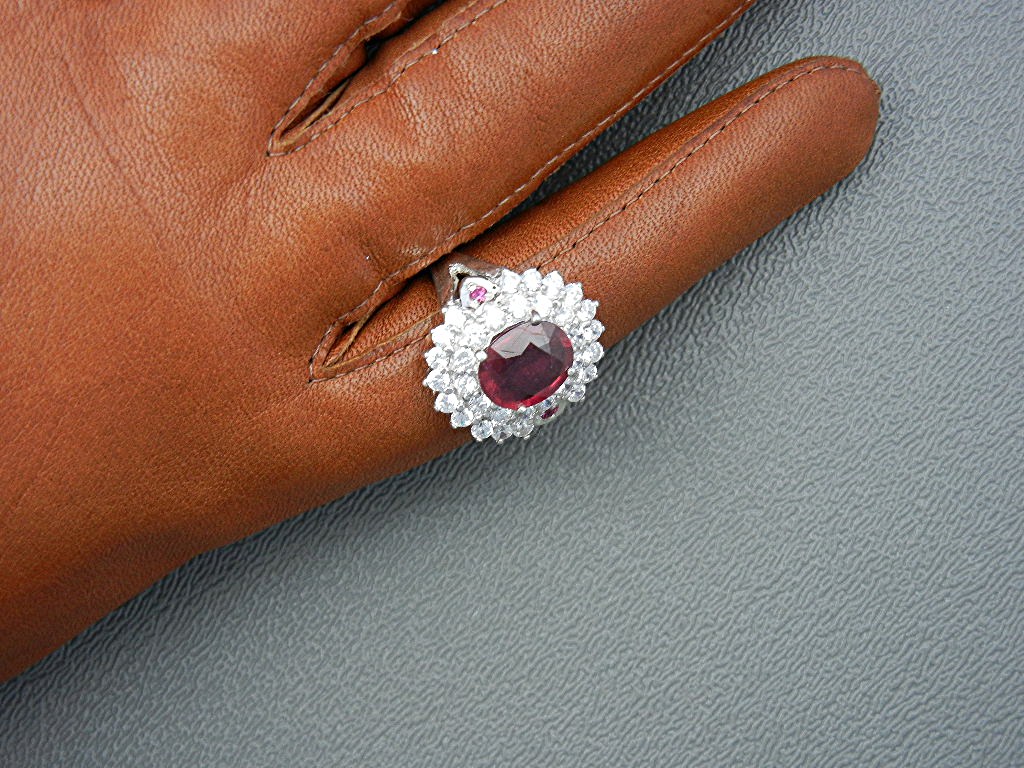 Ring  Ruby White Topaz Sterling Silver