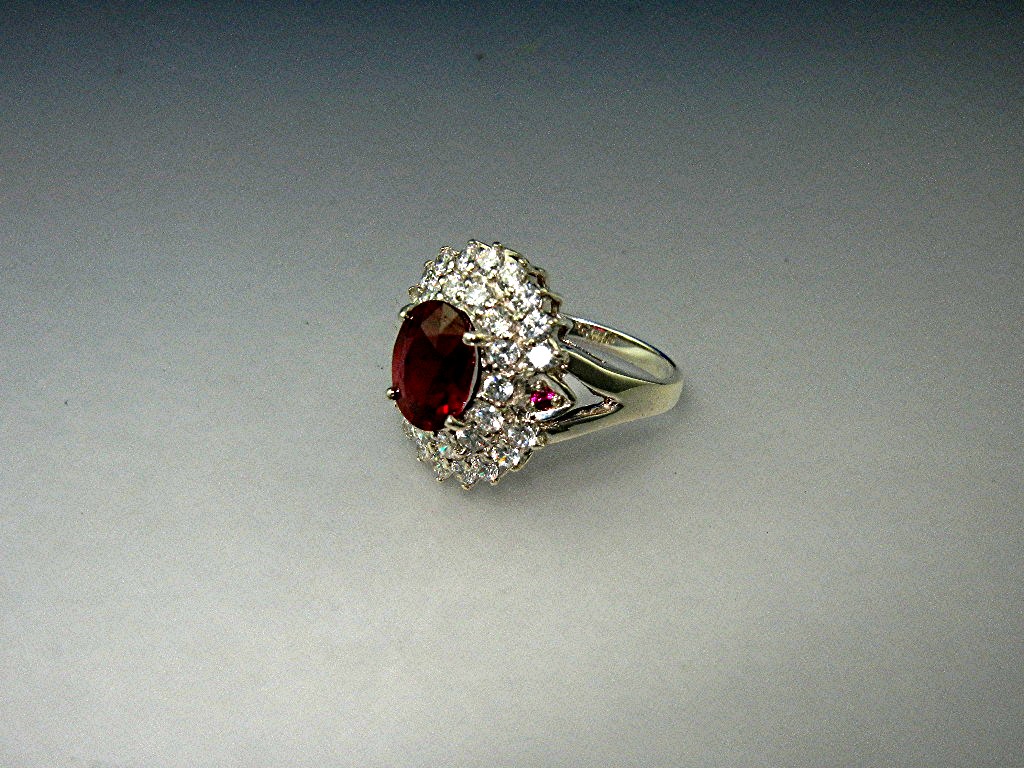 Ring  Ruby White Topaz Sterling Silver